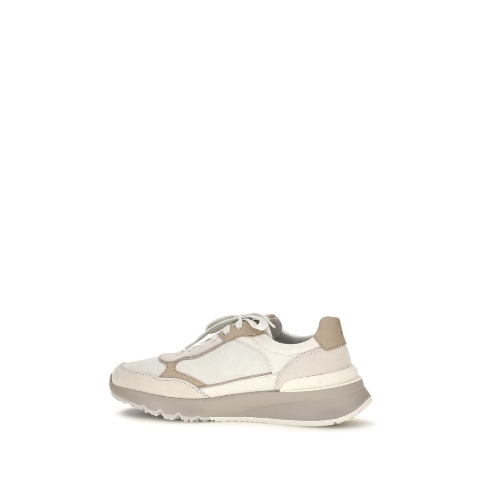 Brunello Cucinelli Beige Calf Leather Bos Taurus Athletic Sneakers Brunello Cucinelli