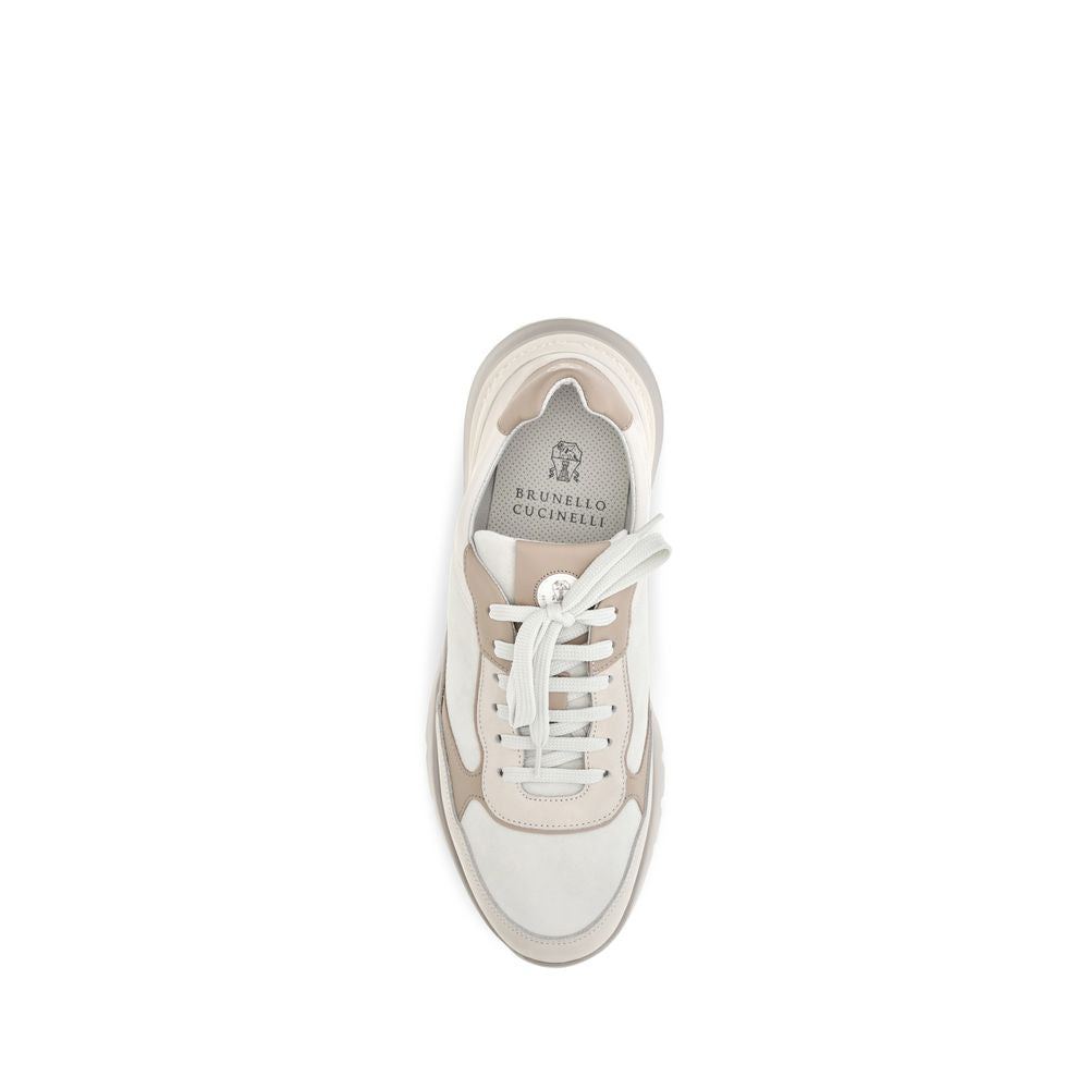 Brunello Cucinelli Beige Calf Leather Bos Taurus Athletic Sneakers Brunello Cucinelli