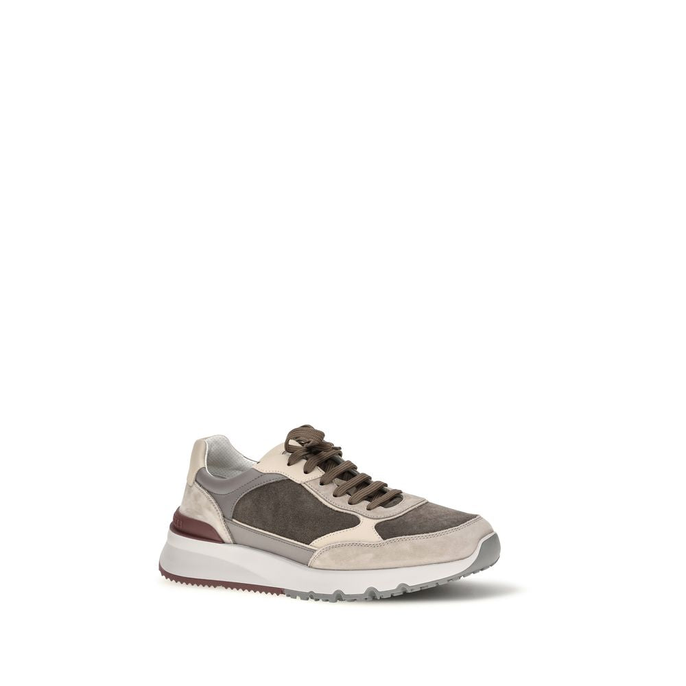 Brunello Cucinelli Gray Calf Leather Bos Taurus Chunky Sneakers Brunello Cucinelli