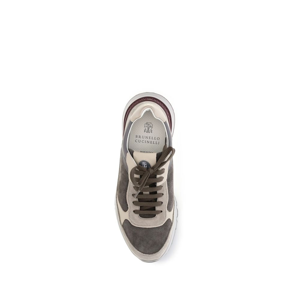 Brunello Cucinelli Gray Calf Leather Bos Taurus Chunky Sneakers Brunello Cucinelli