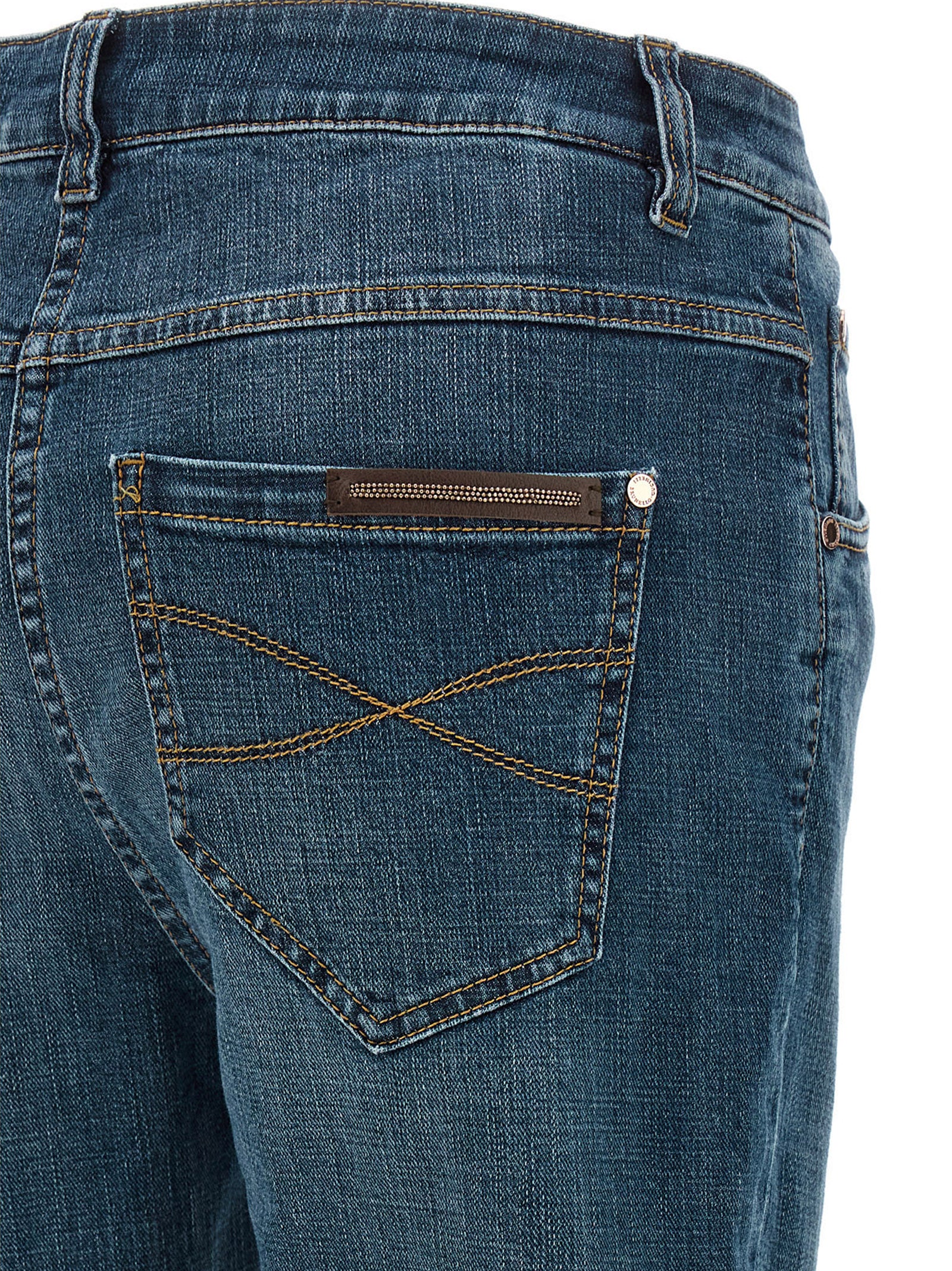 Brunello Cucinelli Blue Cotton Straight-Leg Jeans Brunello Cucinelli