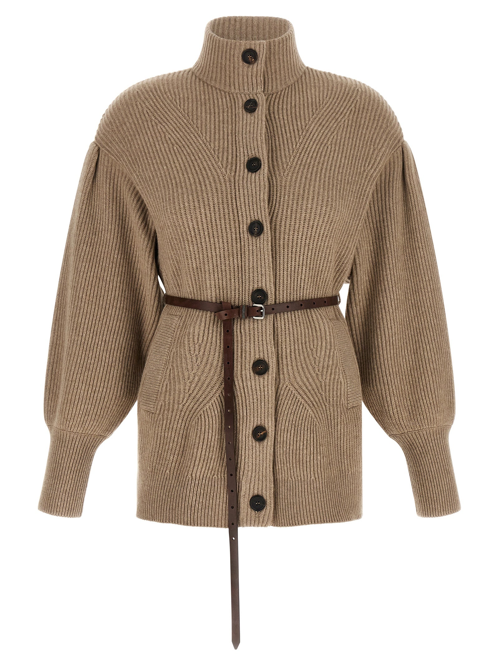 Brunello Cucinelli Beige Virgin Wool Cardigan Brunello Cucinelli