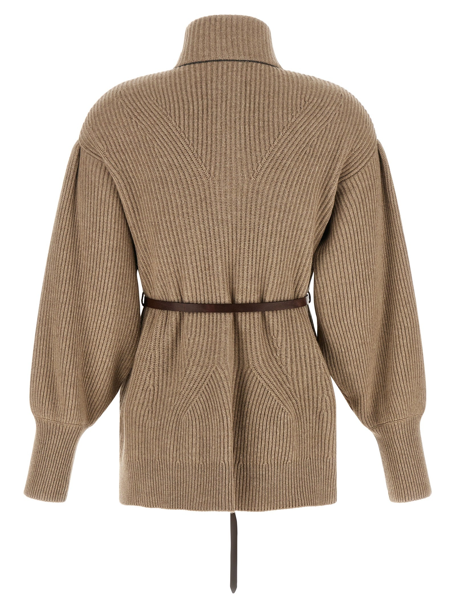 Brunello Cucinelli Beige Virgin Wool Cardigan Brunello Cucinelli