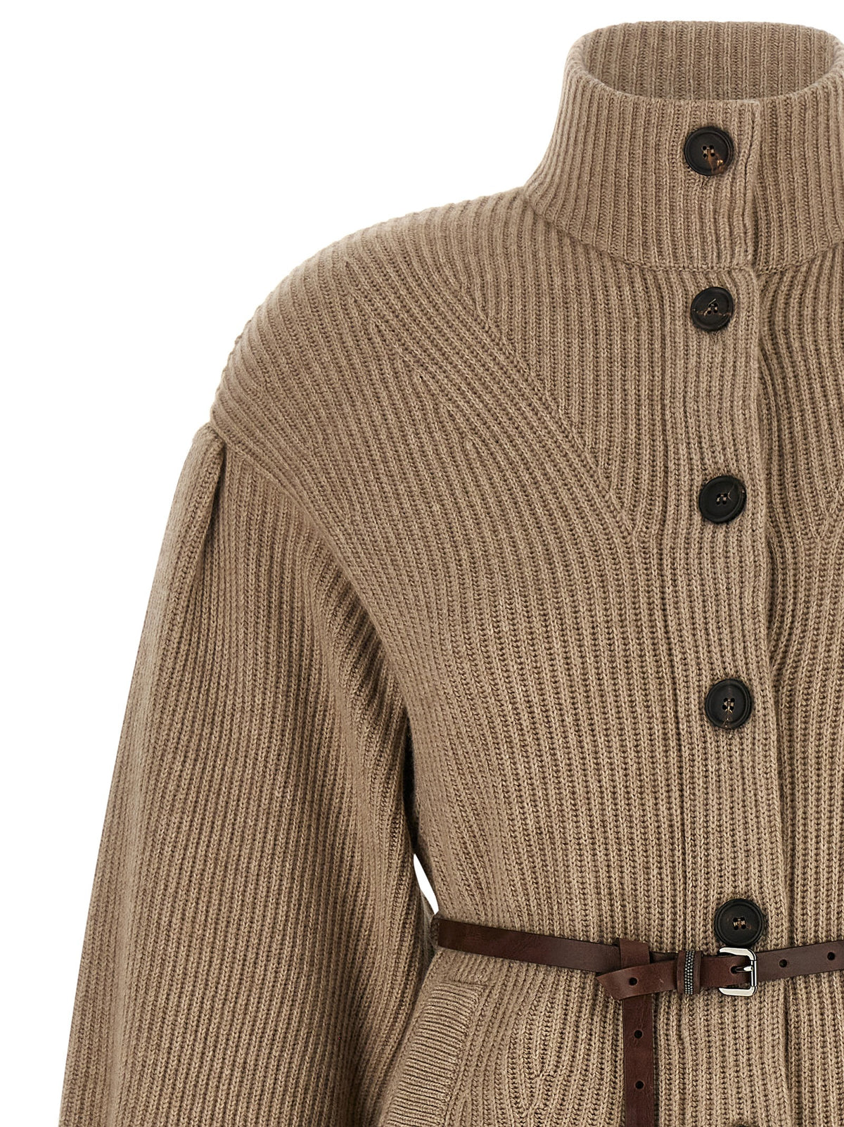 Brunello Cucinelli Beige Virgin Wool Cardigan Brunello Cucinelli