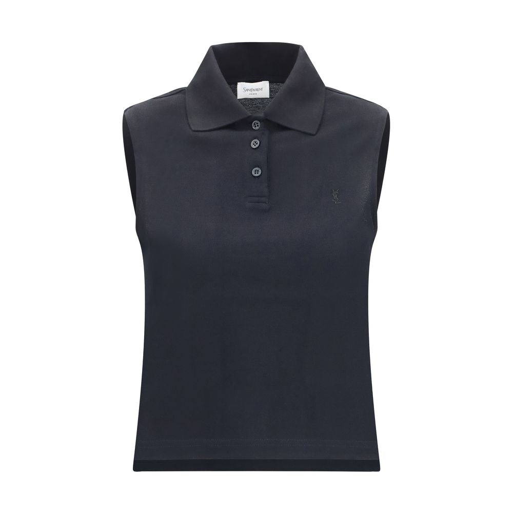 Saint Laurent Black Recycled Cotton Polo Shirt Saint Laurent