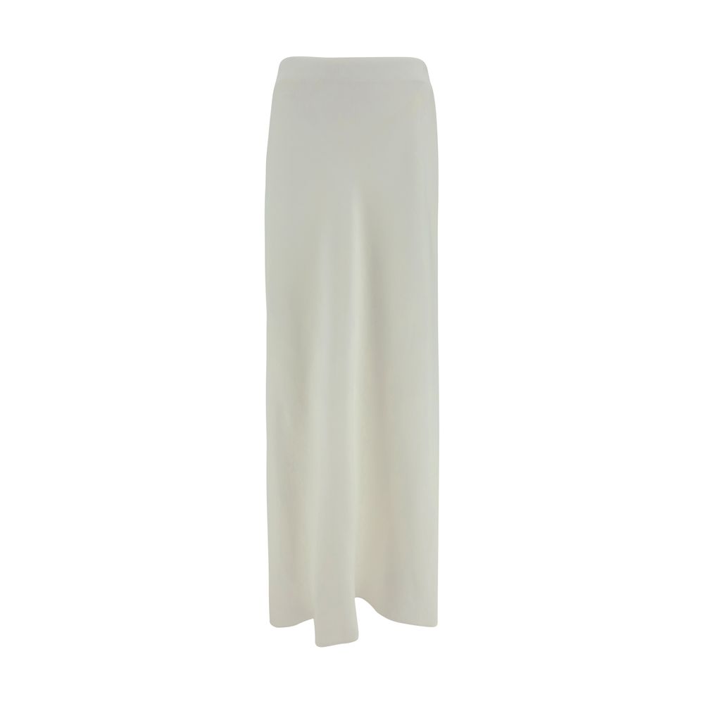 Brunello Cucinelli White Viscose Long Skirt Brunello Cucinelli