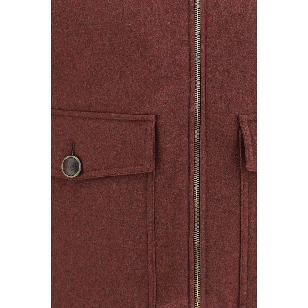 Brunello Cucinelli Bordeaux Wool Oves Aries Sleeveless Jacket Brunello Cucinelli
