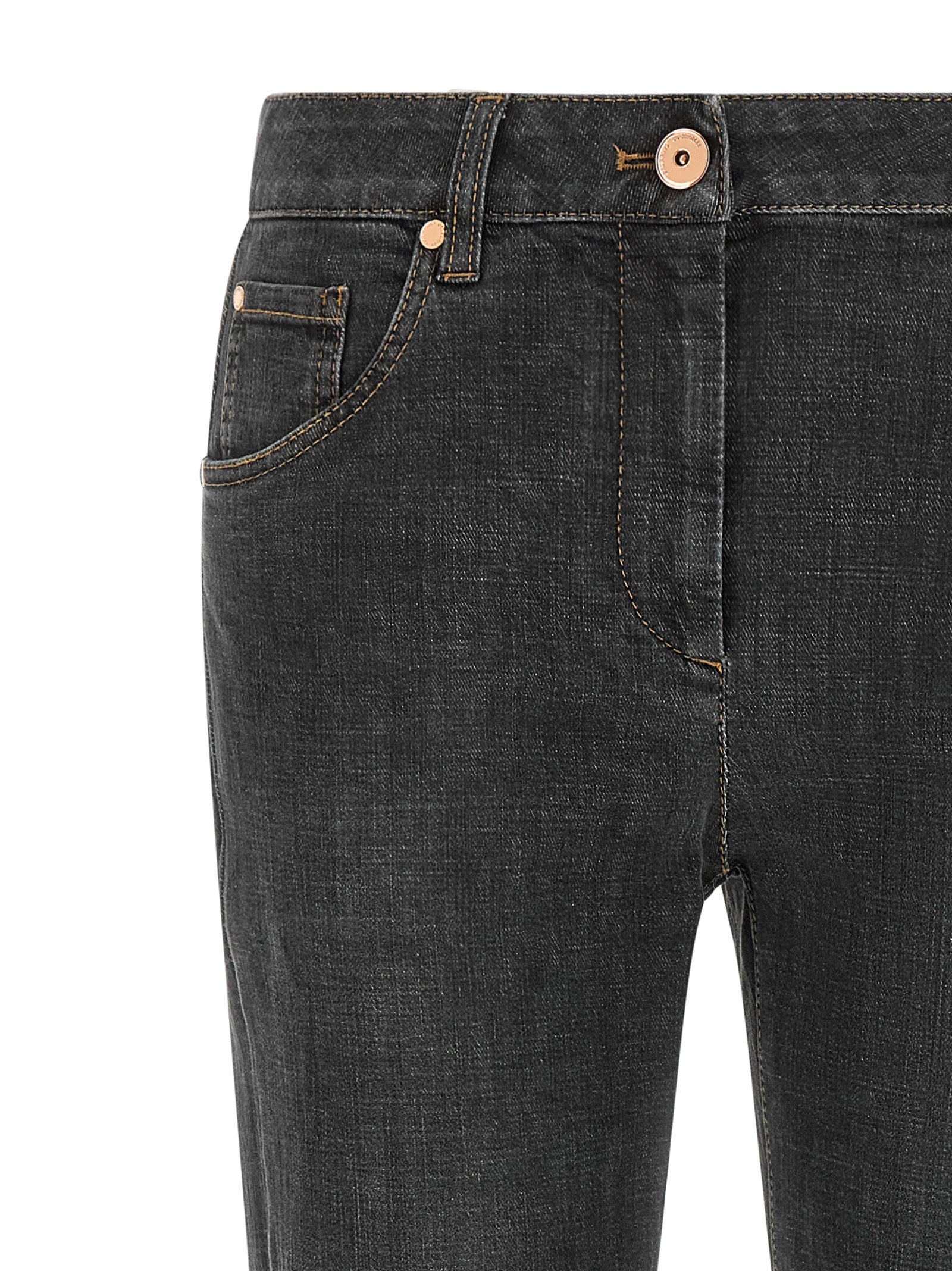 Brunello Cucinelli Gray Cotton Slim Fit Jeans Brunello Cucinelli