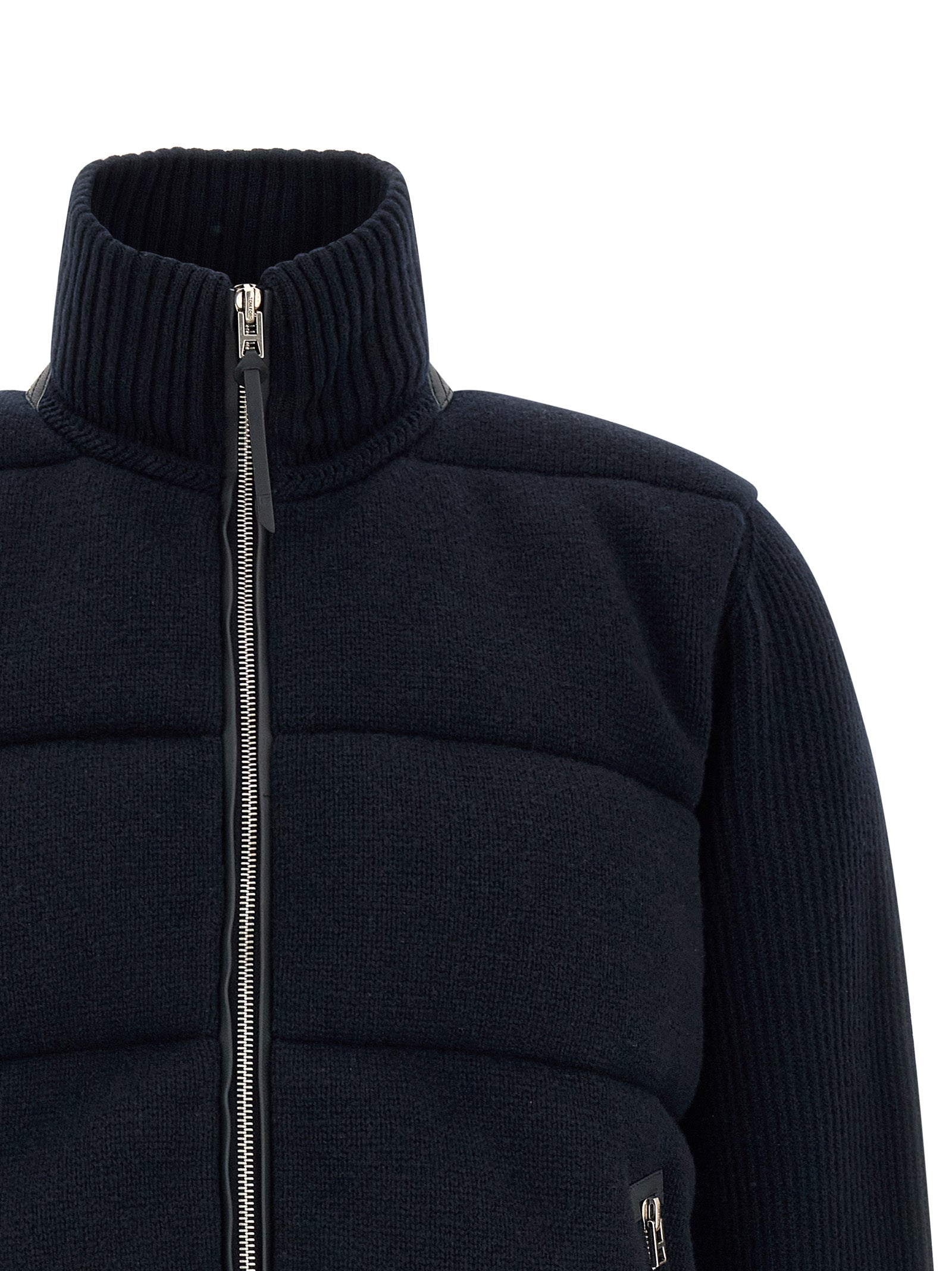 Tom Ford Blue Virgin Wool Full-Length Jacket Tom Ford