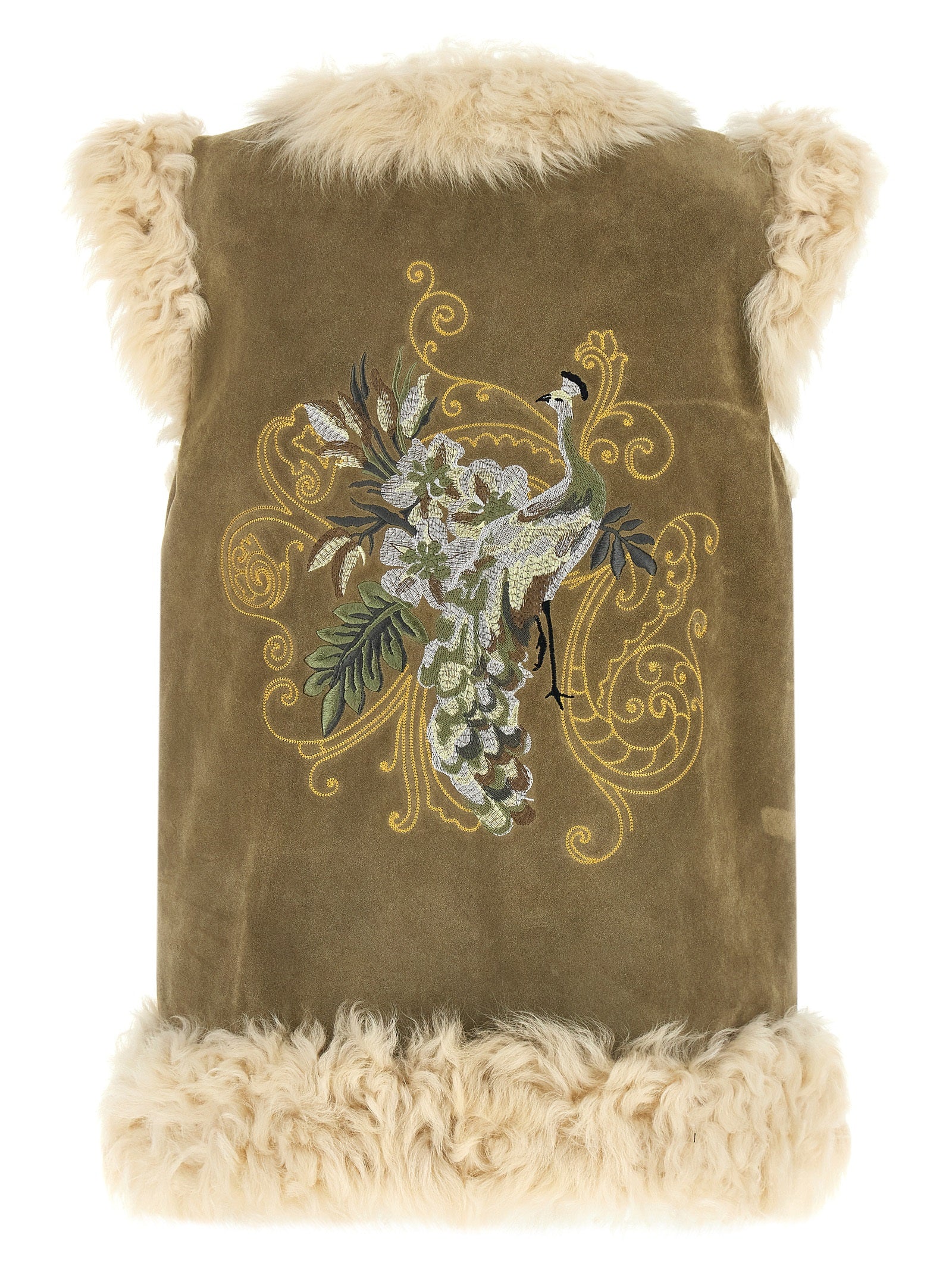 Etro Beige Lamb Fur Sleeveless Jacket Etro