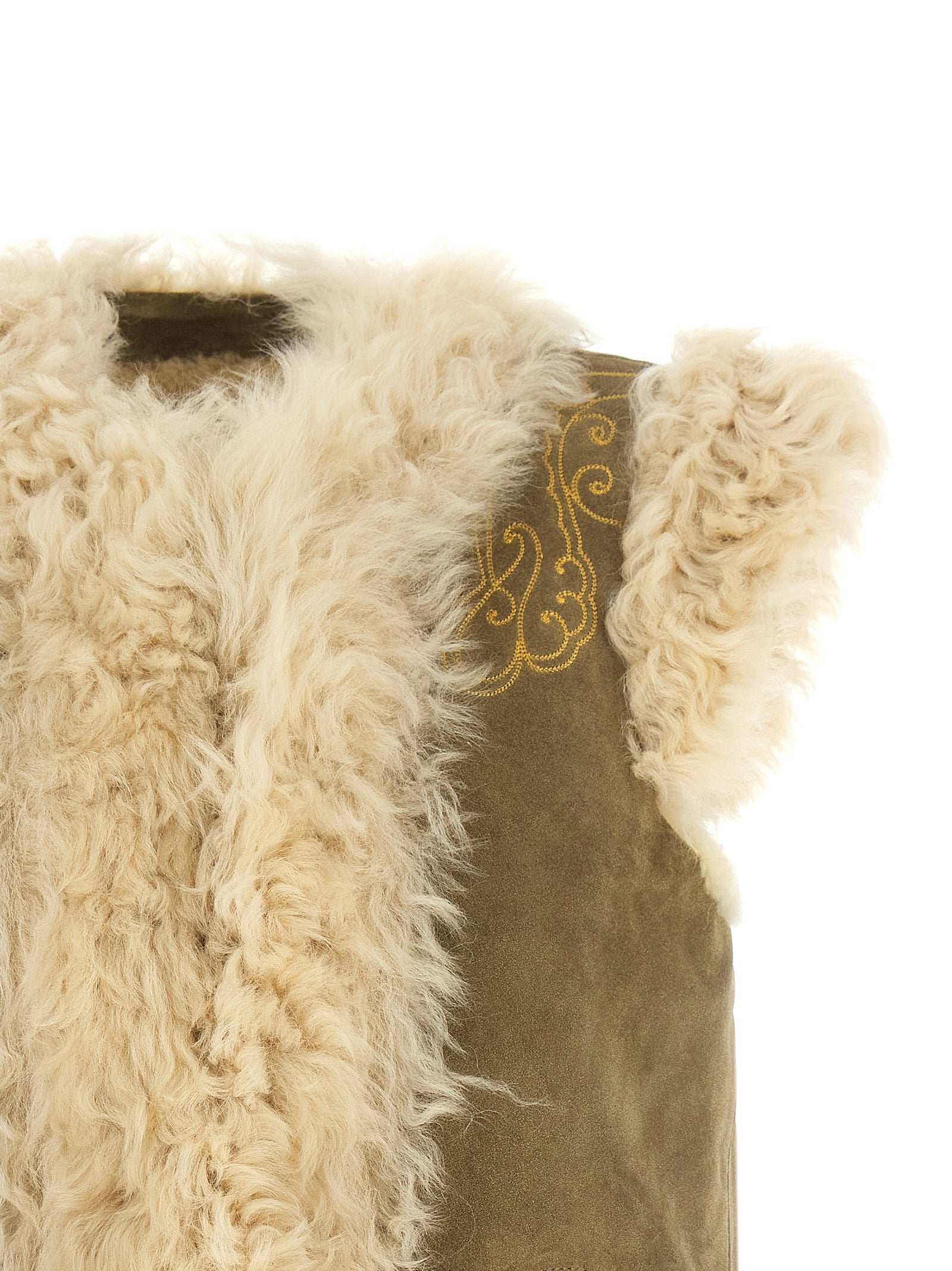 Etro Beige Lamb Fur Sleeveless Jacket Etro