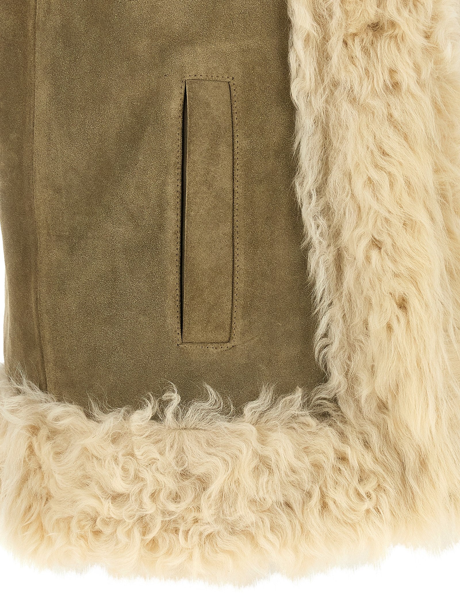 Etro Beige Lamb Fur Sleeveless Jacket Etro
