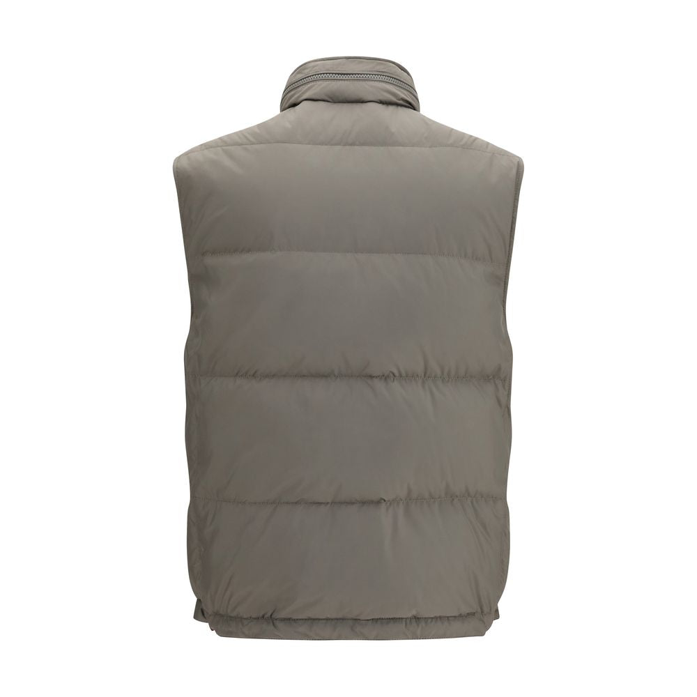Brunello Cucinelli Gray Polyester Sleeveless Jacket Brunello Cucinelli