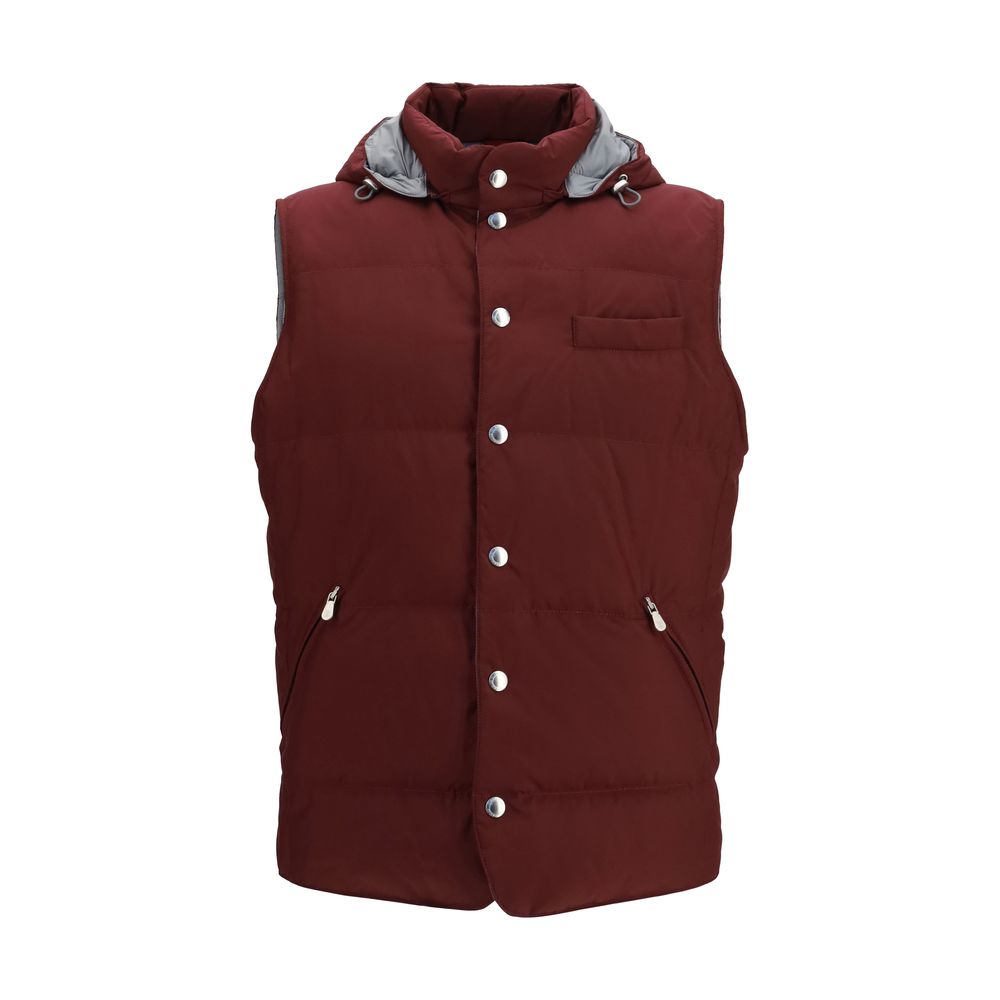 Brunello Cucinelli Bordeaux Polyester Sleeveless Jacket Brunello Cucinelli