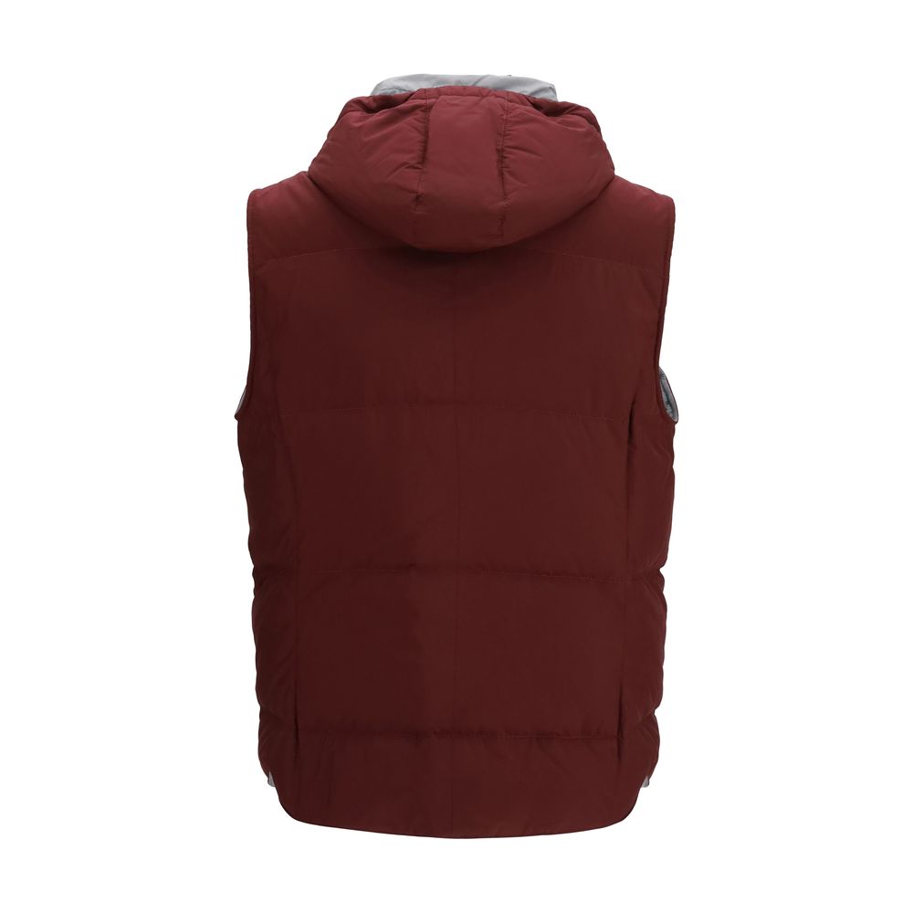 Brunello Cucinelli Bordeaux Polyester Sleeveless Jacket Brunello Cucinelli
