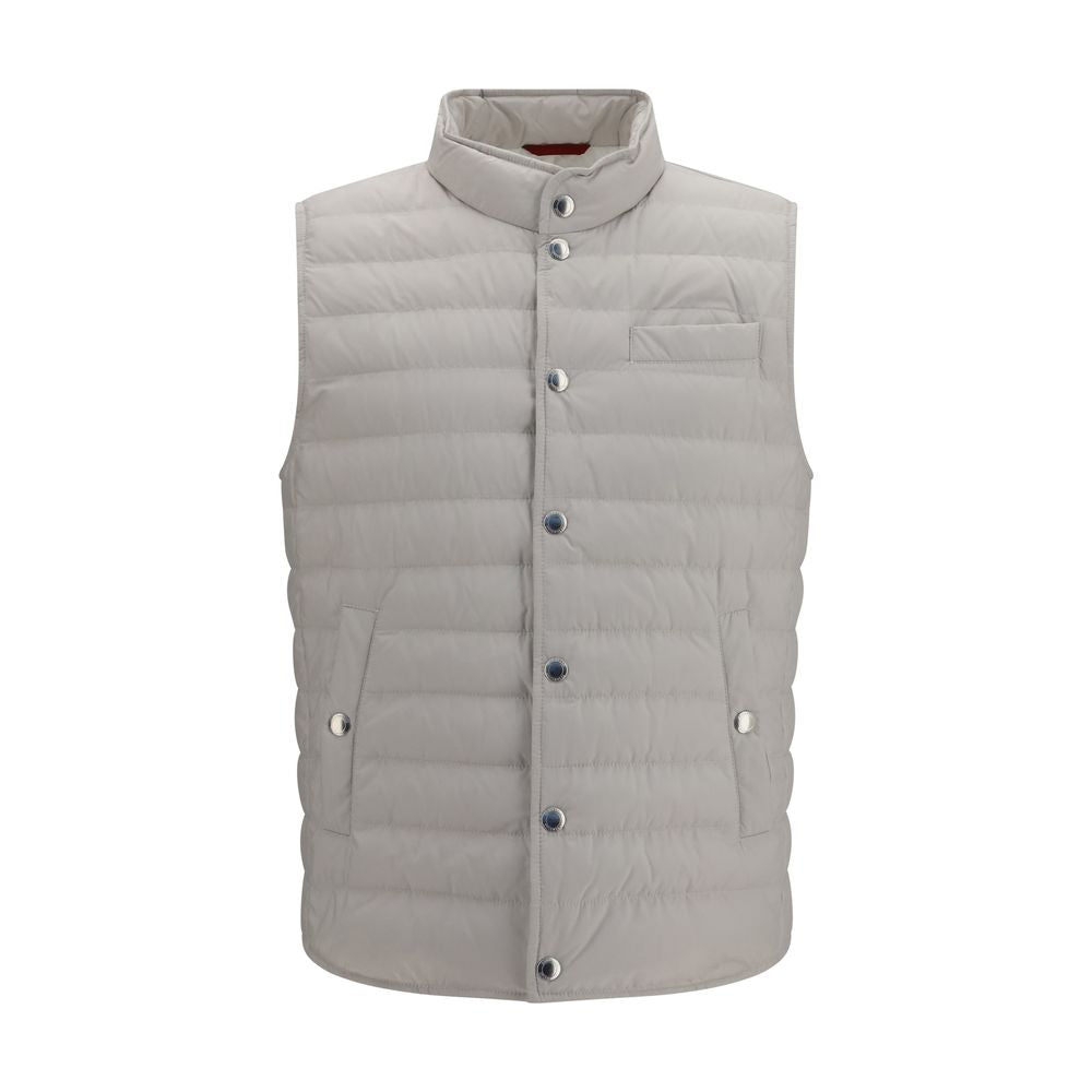Brunello Cucinelli White Polyester Sleeveless Jacket Brunello Cucinelli