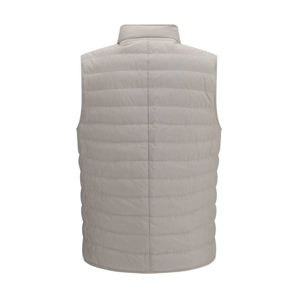 Brunello Cucinelli White Polyester Sleeveless Jacket Brunello Cucinelli