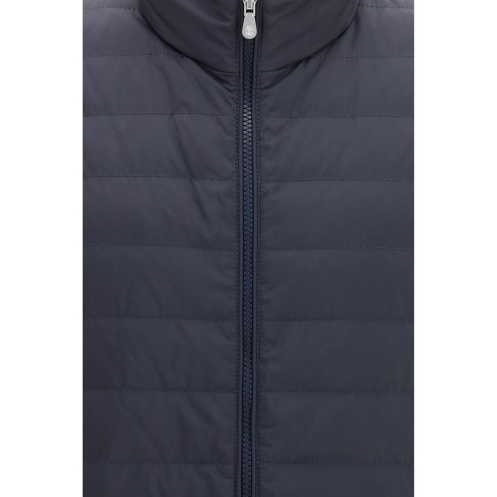 Brunello Cucinelli Blue Polyester Sleeveless Jacket Brunello Cucinelli