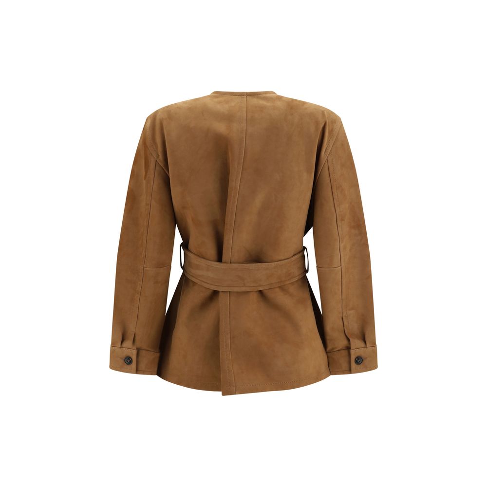 Max Mara Brown Lamb Leather Leather Jacket Max Mara