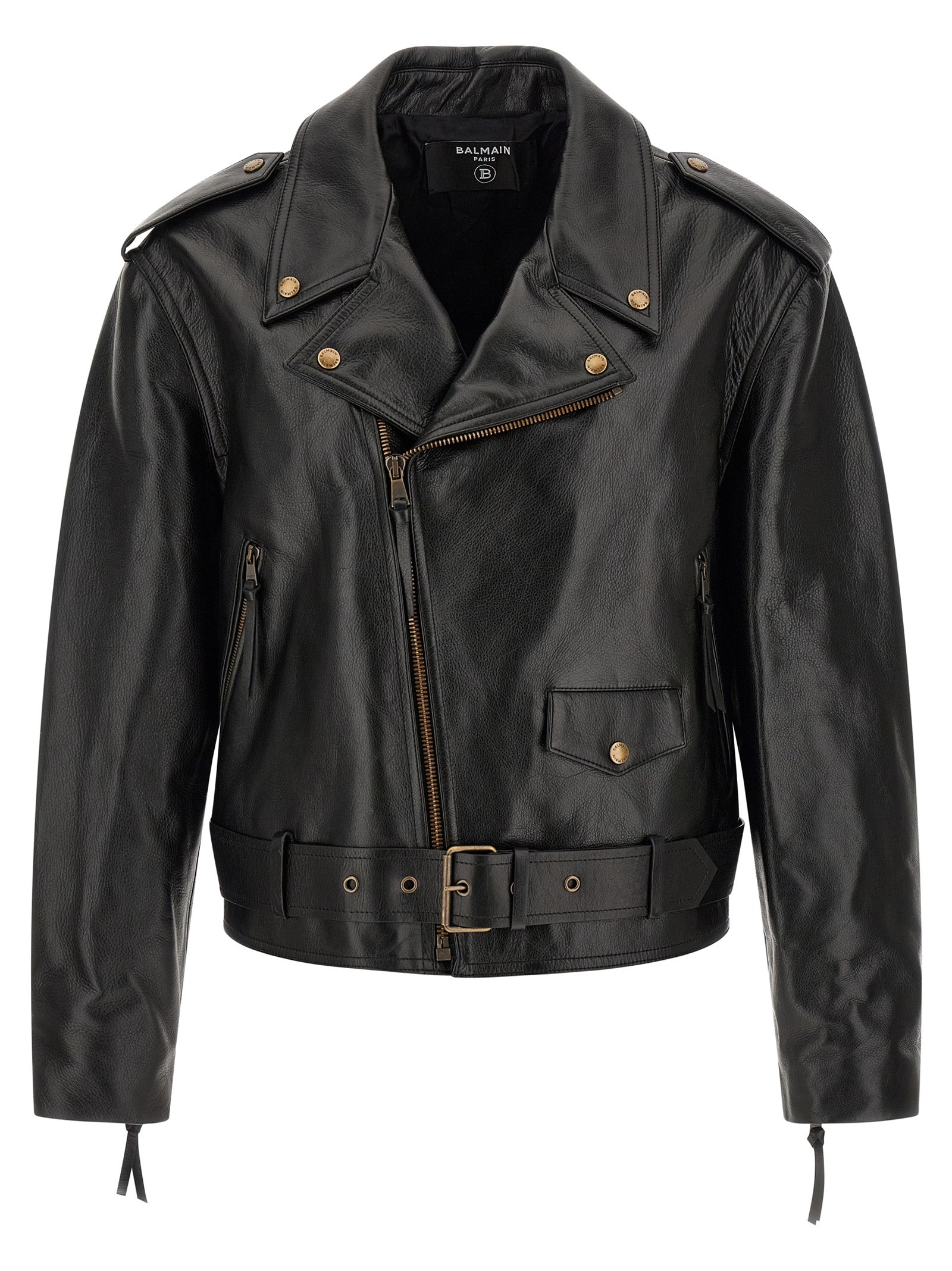 Balmain Black Calfskin Leather Jacket Balmain