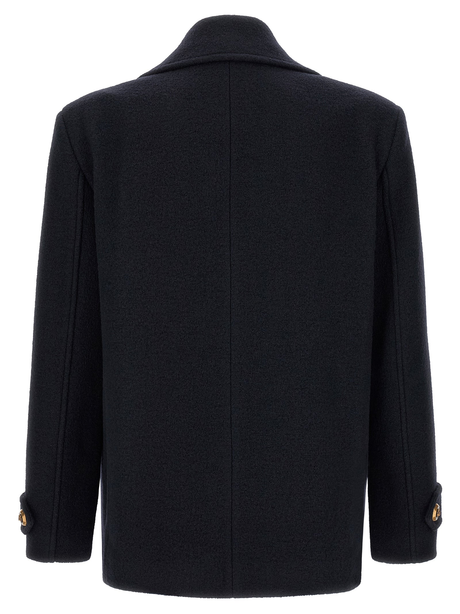 Balmain Blue Virgin Wool Coat Balmain