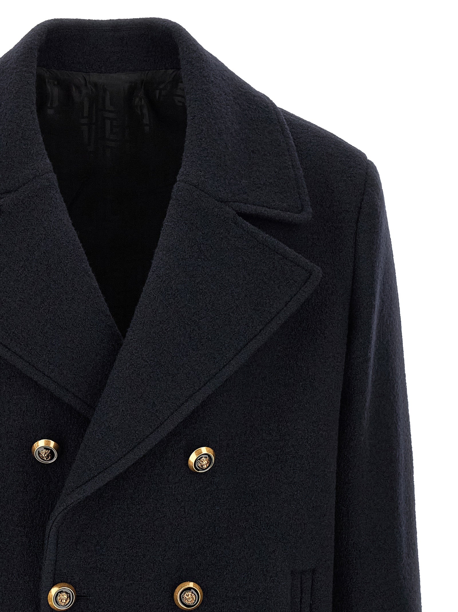 Balmain Blue Virgin Wool Coat Balmain