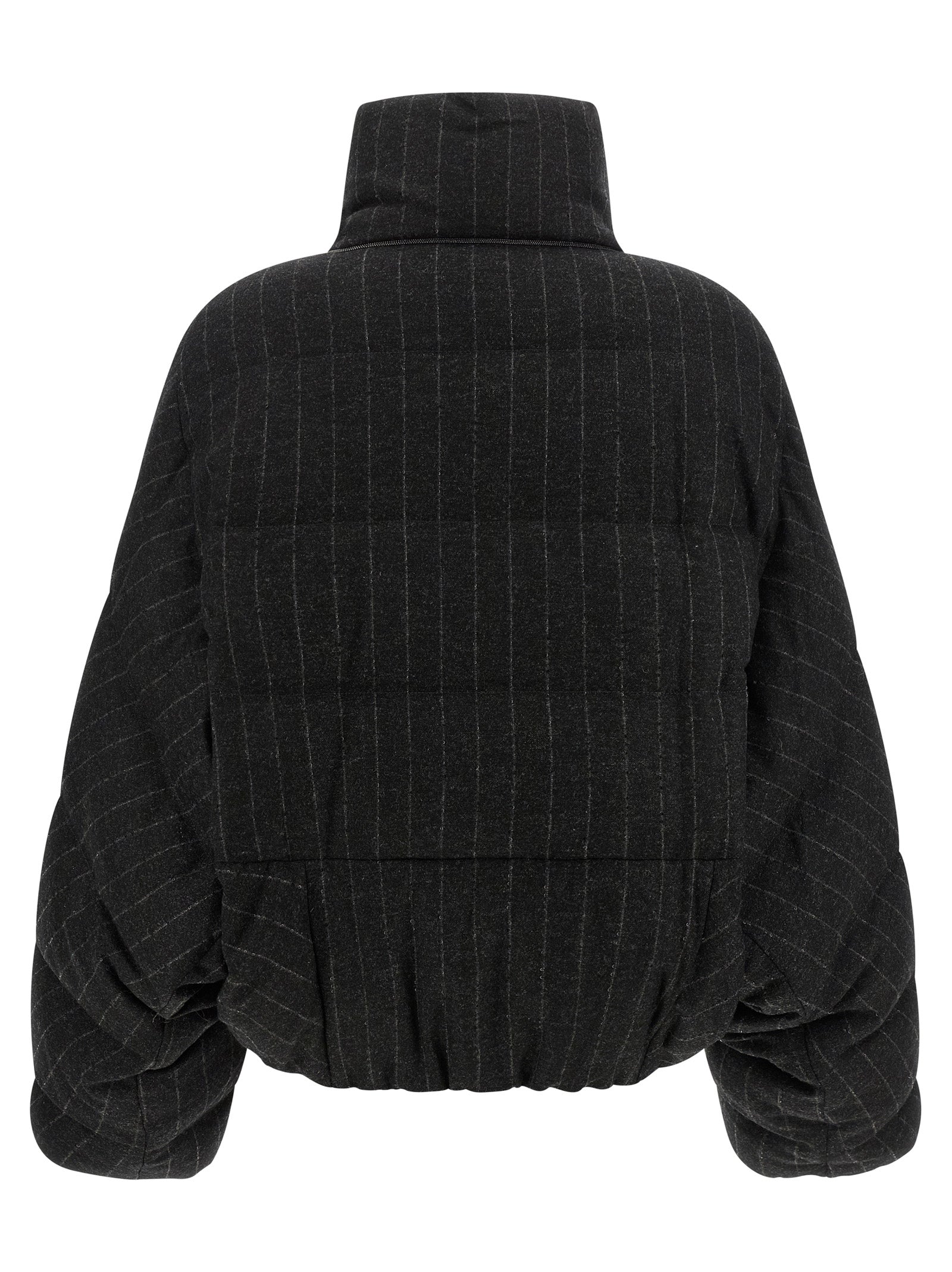 Brunello Cucinelli Gray Virgin Wool Full-Length Jacket Brunello Cucinelli
