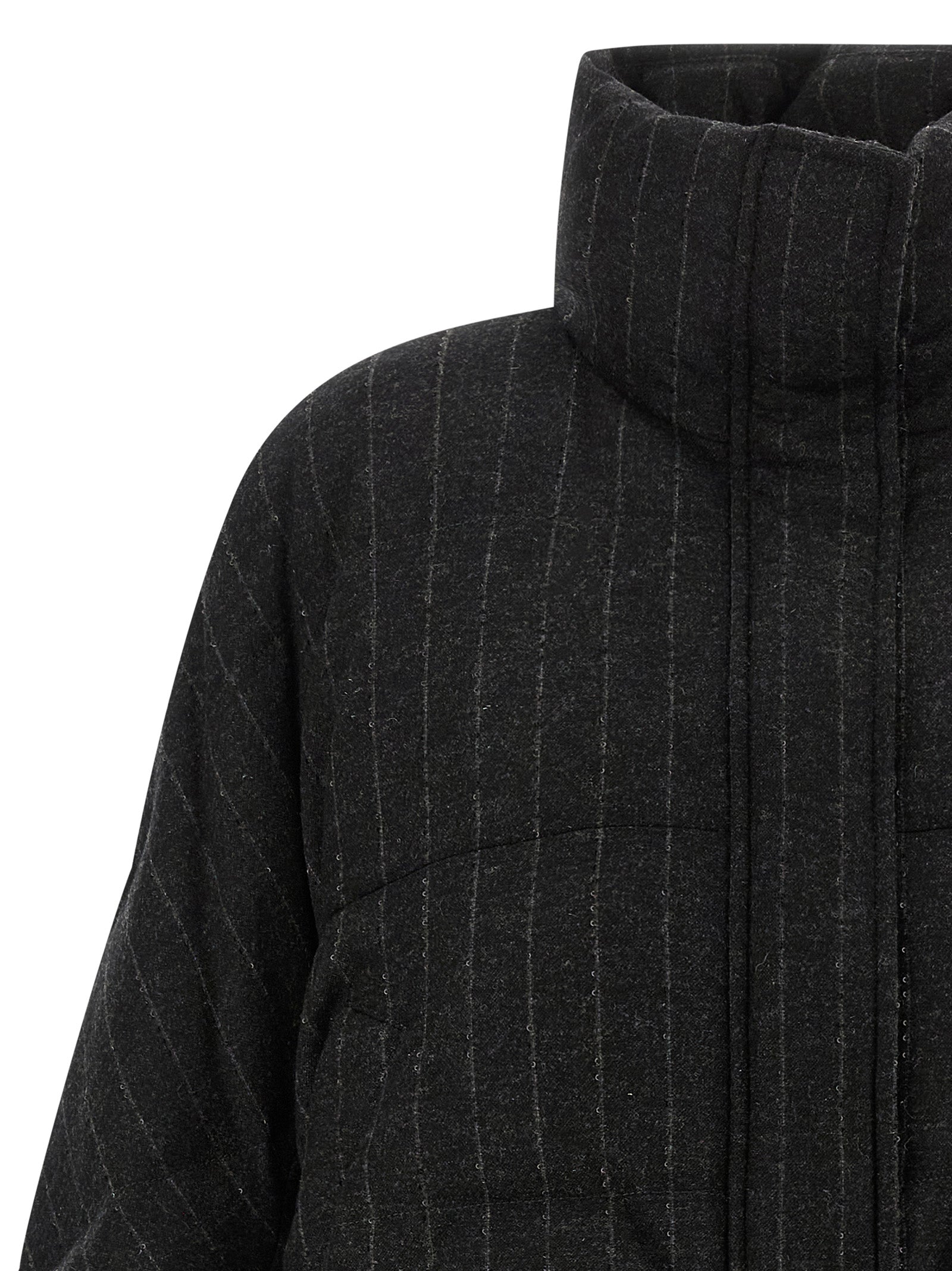 Brunello Cucinelli Gray Virgin Wool Full-Length Jacket Brunello Cucinelli