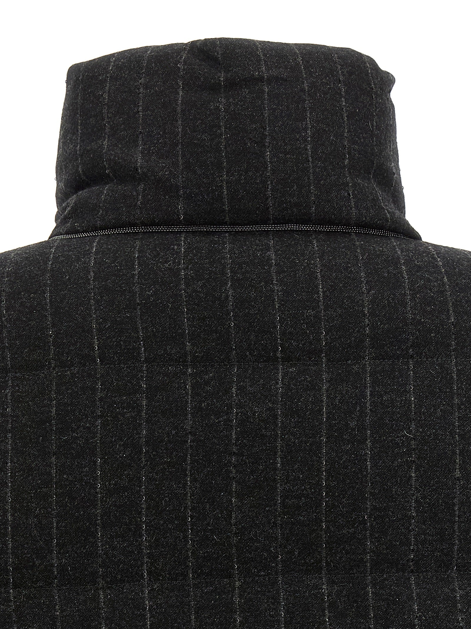 Brunello Cucinelli Gray Virgin Wool Full-Length Jacket Brunello Cucinelli