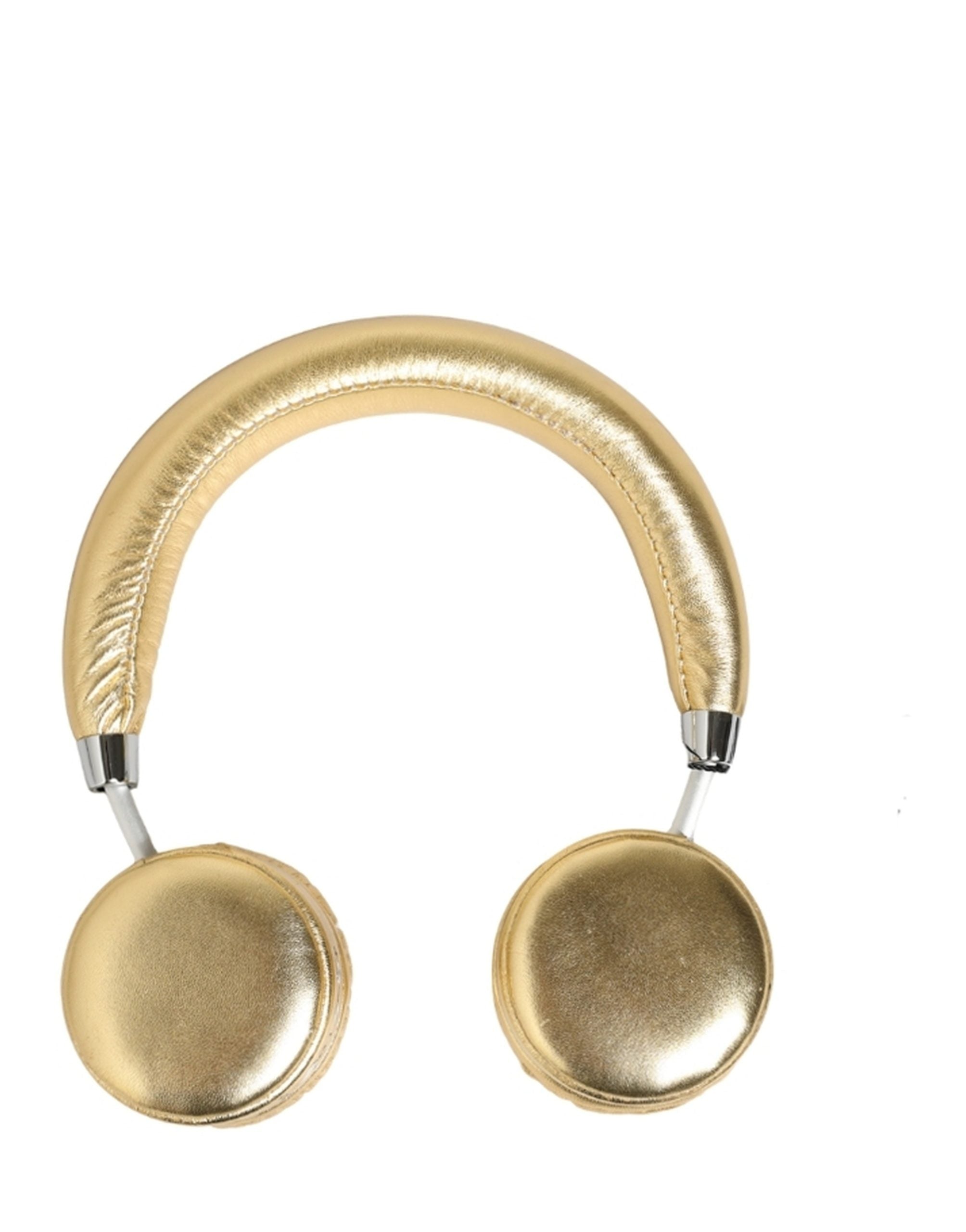 Dolce & Gabbana Women Gold Leather Wireless On-Ear Headset Headphones Dolce & Gabbana