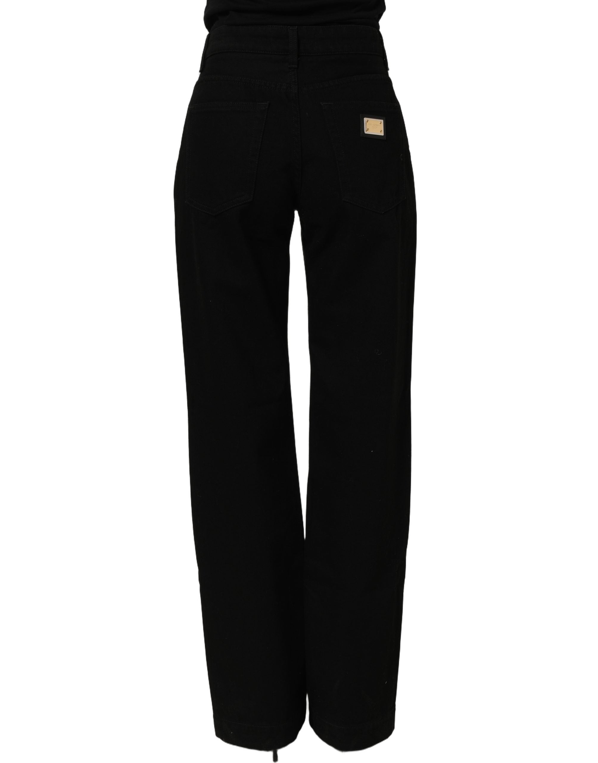 Dolce & Gabbana Black Cotton Stretch Straight Denim Jeans Dolce & Gabbana