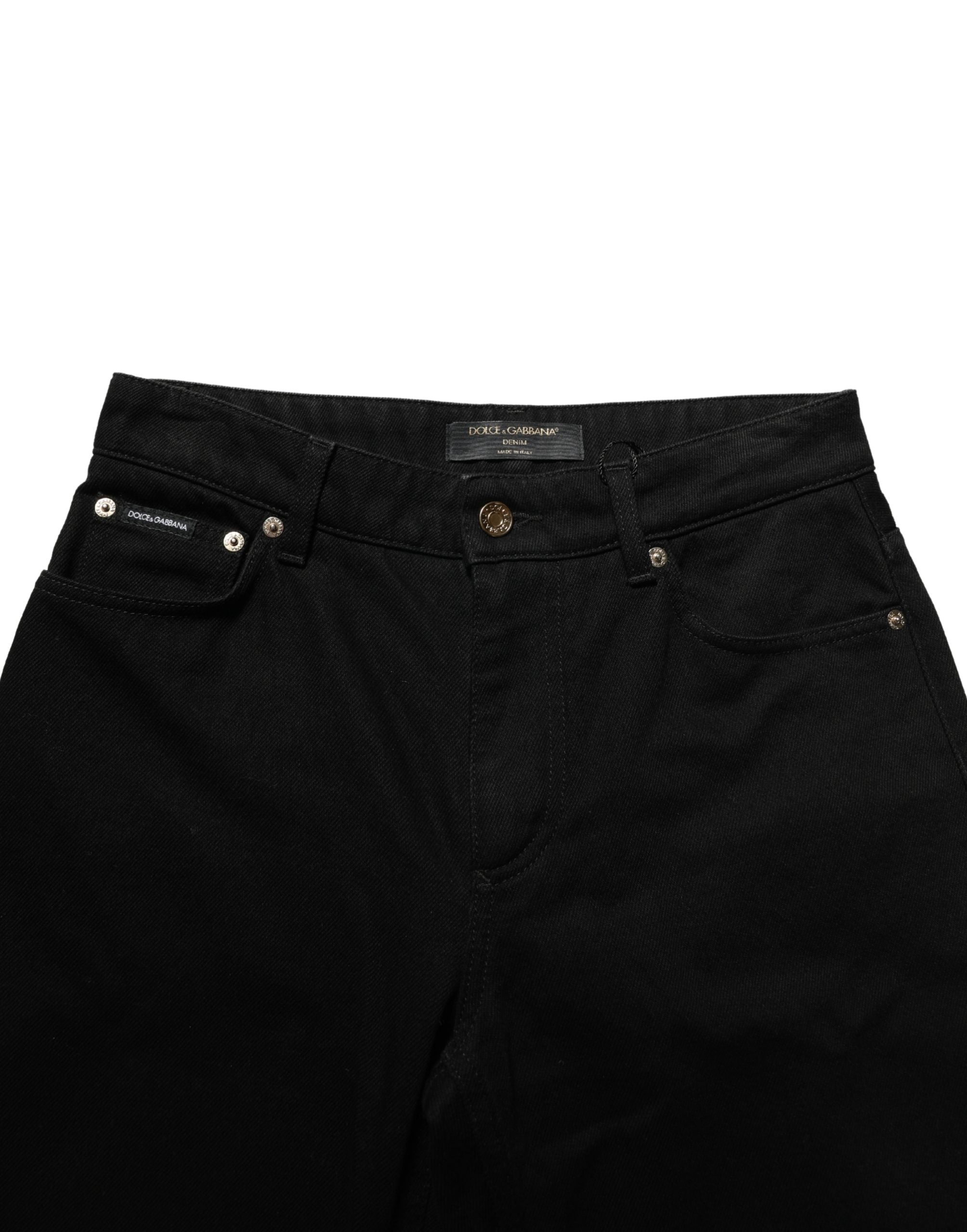 Dolce & Gabbana Black Cotton Stretch Straight Denim Jeans Dolce & Gabbana