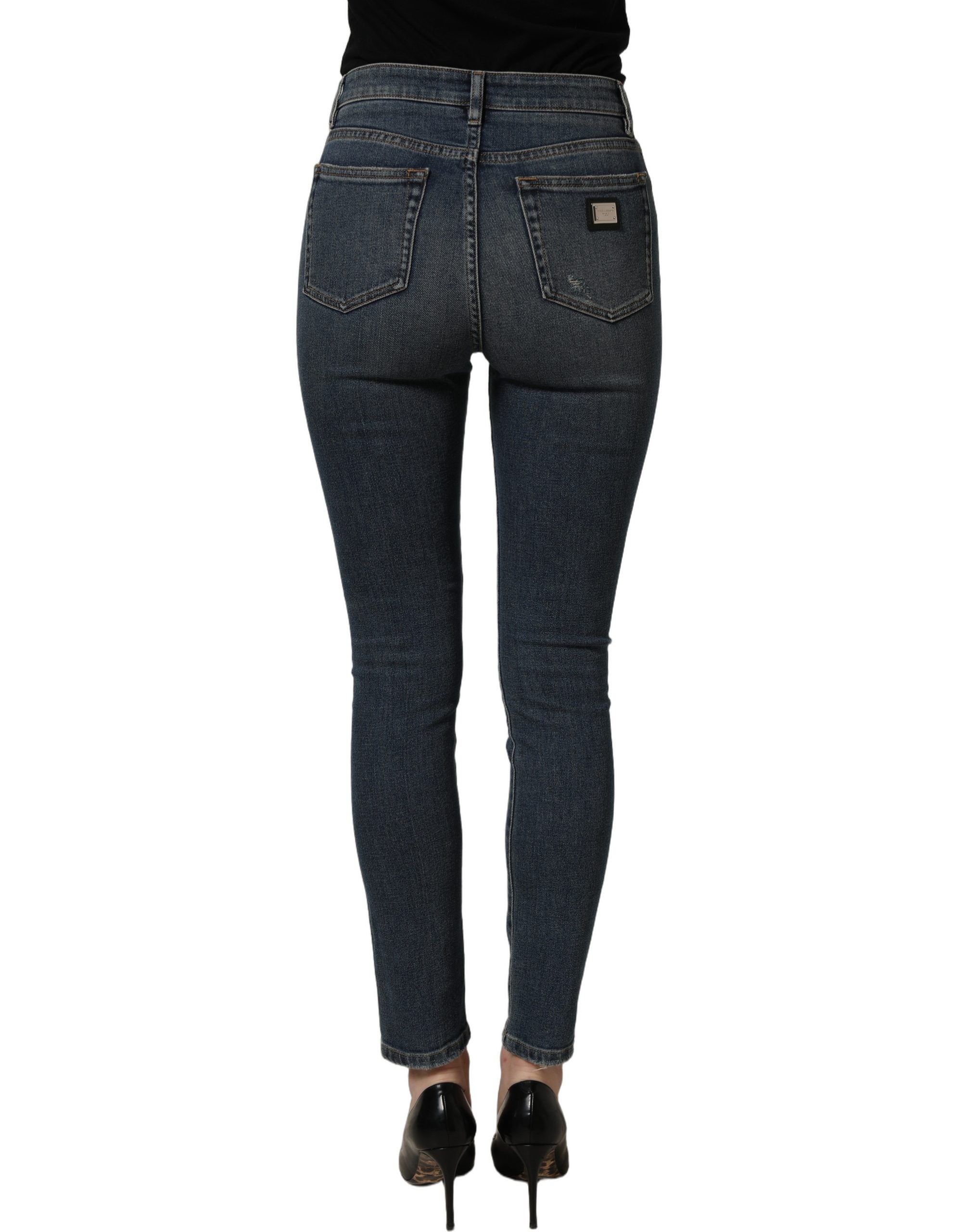 Dolce & Gabbana Blue Cotton Stretch Skinny Denim Trouser Jeans Dolce & Gabbana