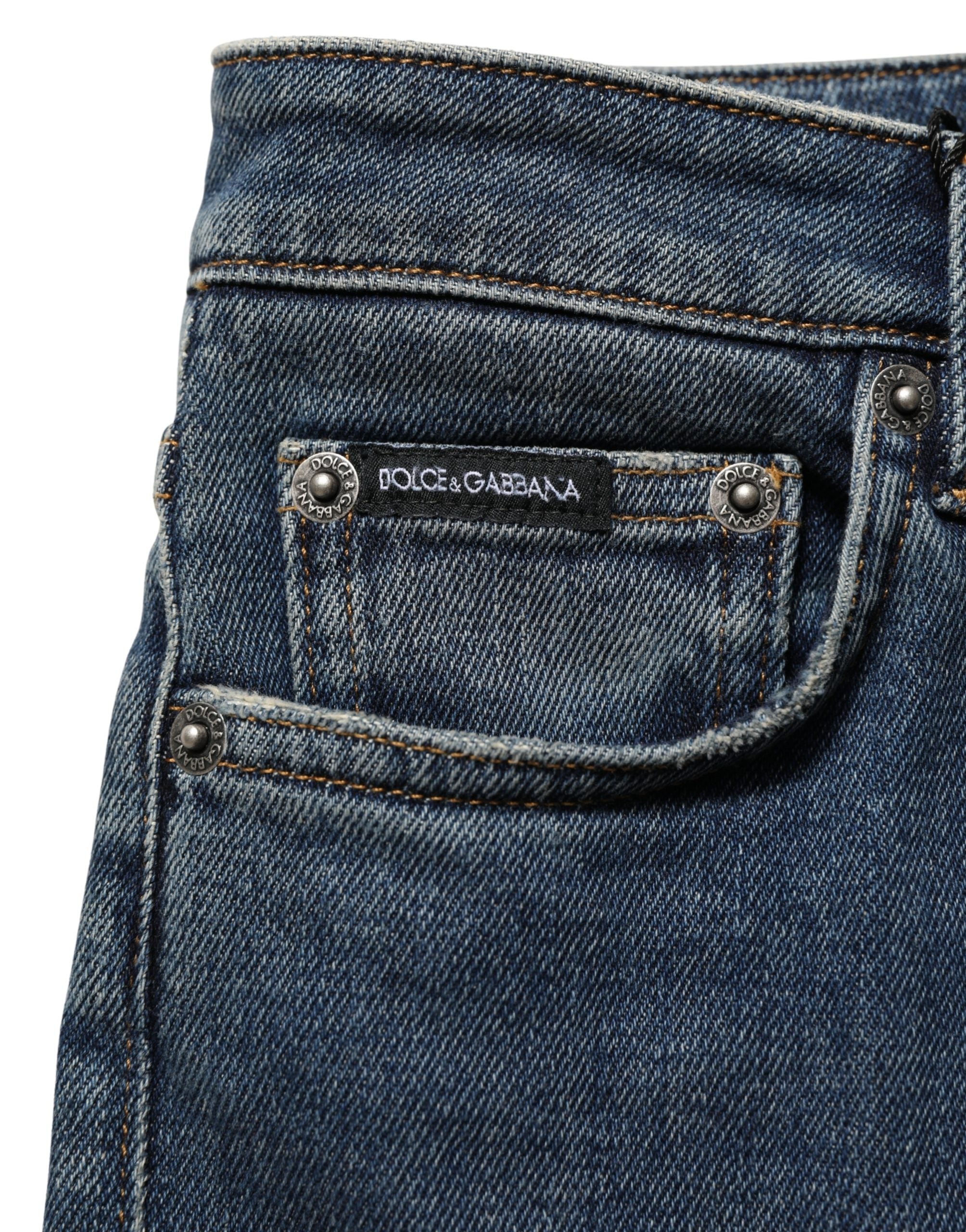 Dolce & Gabbana Blue Cotton Stretch Skinny Denim Trouser Jeans Dolce & Gabbana
