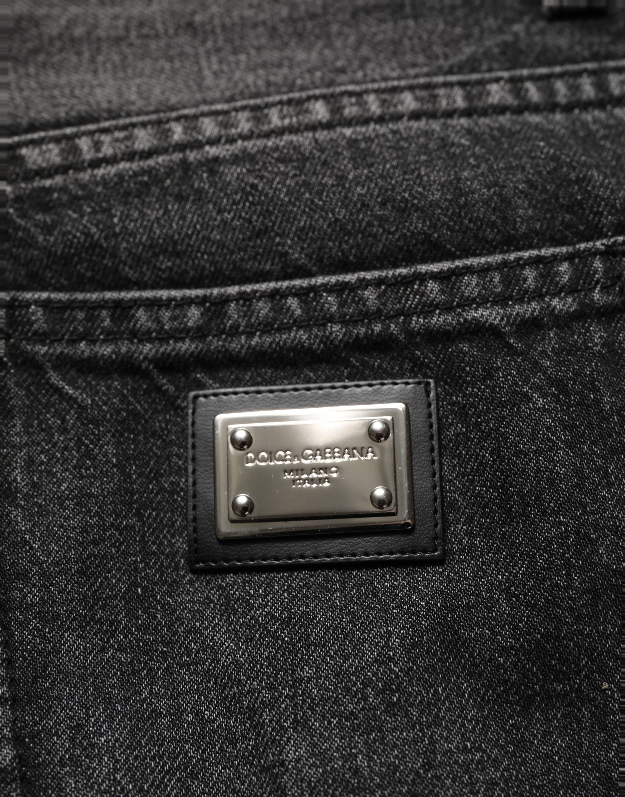 Dolce & Gabbana Black Cotton Stretch Straight Denim Jeans Dolce & Gabbana