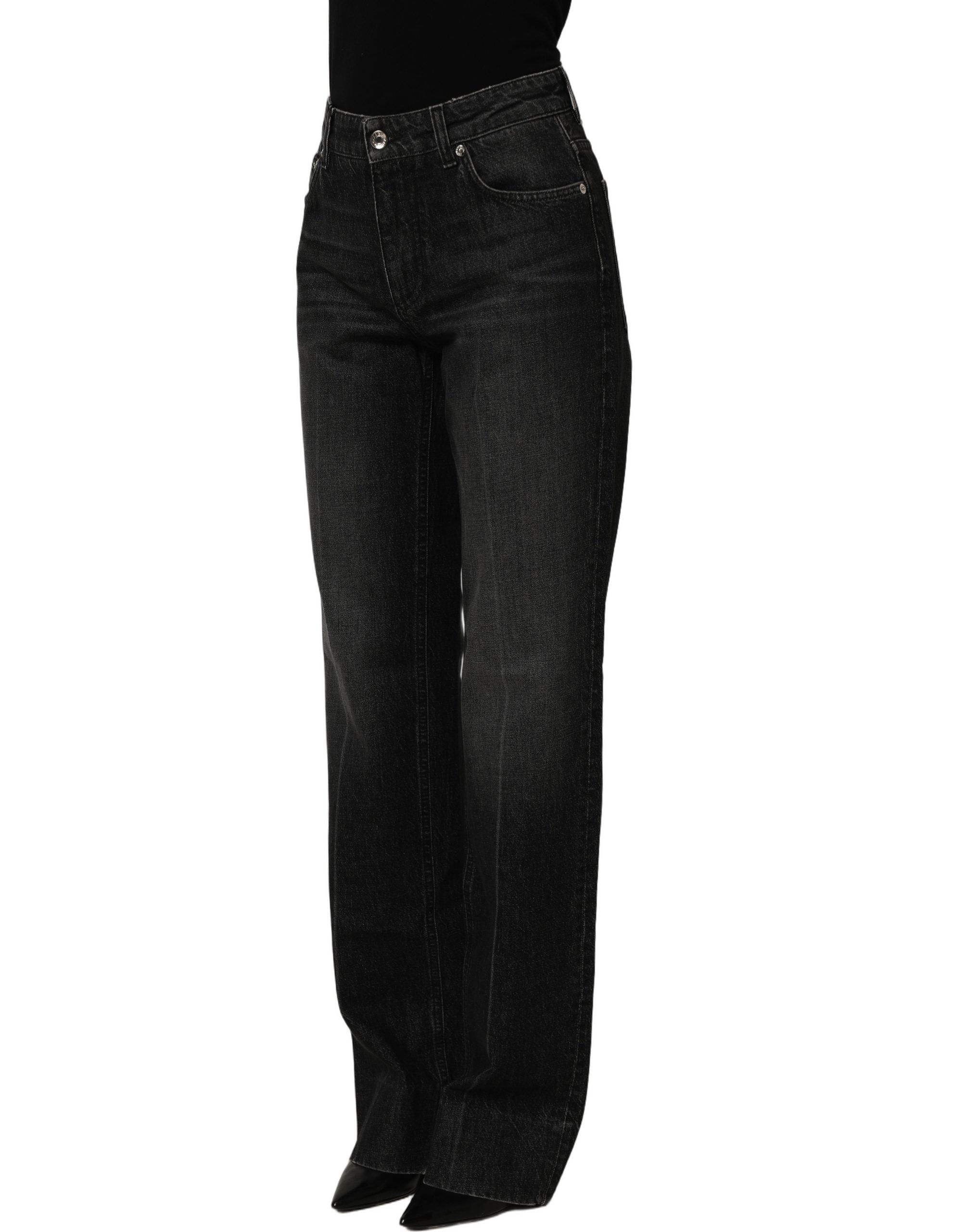 Dolce & Gabbana Black Cotton Stretch Straight Denim Jeans Dolce & Gabbana