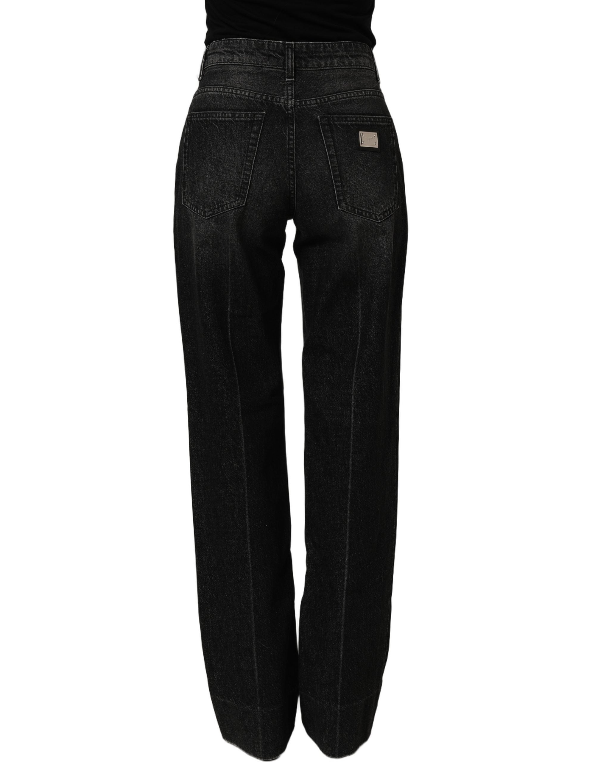 Dolce & Gabbana Black Cotton Stretch Straight Denim Jeans Dolce & Gabbana