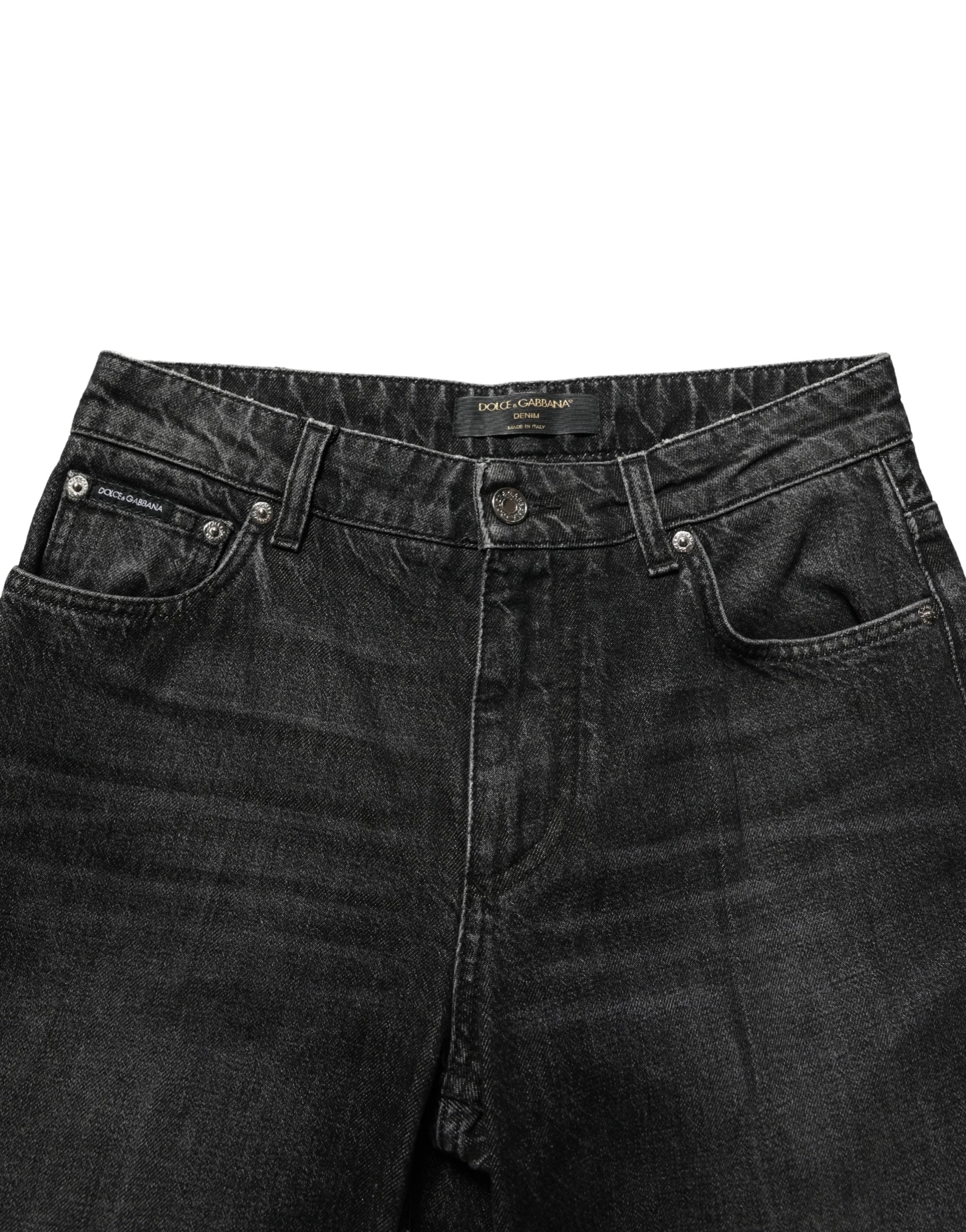 Dolce & Gabbana Black Cotton Stretch Straight Denim Jeans Dolce & Gabbana