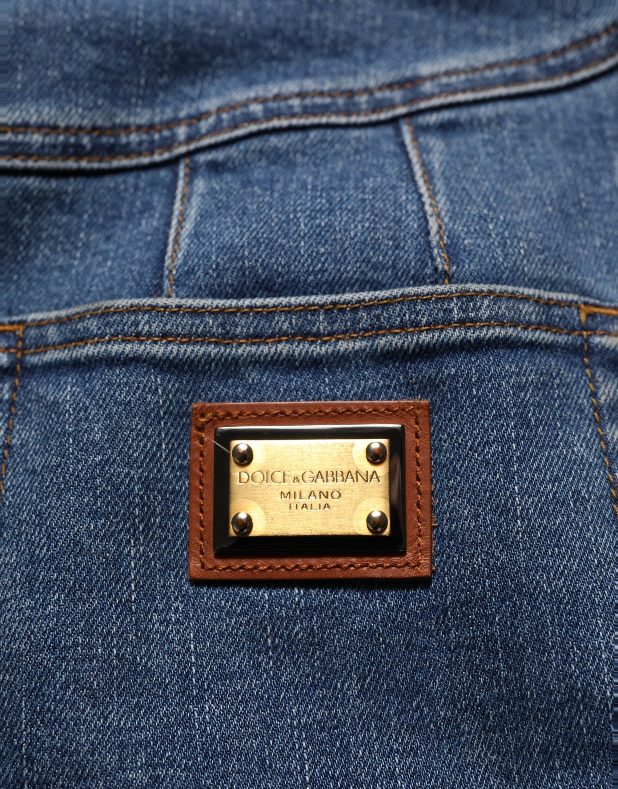 Dolce & Gabbana Dark Blue Cotton Stretch Tapered Denim Jeans Dolce & Gabbana