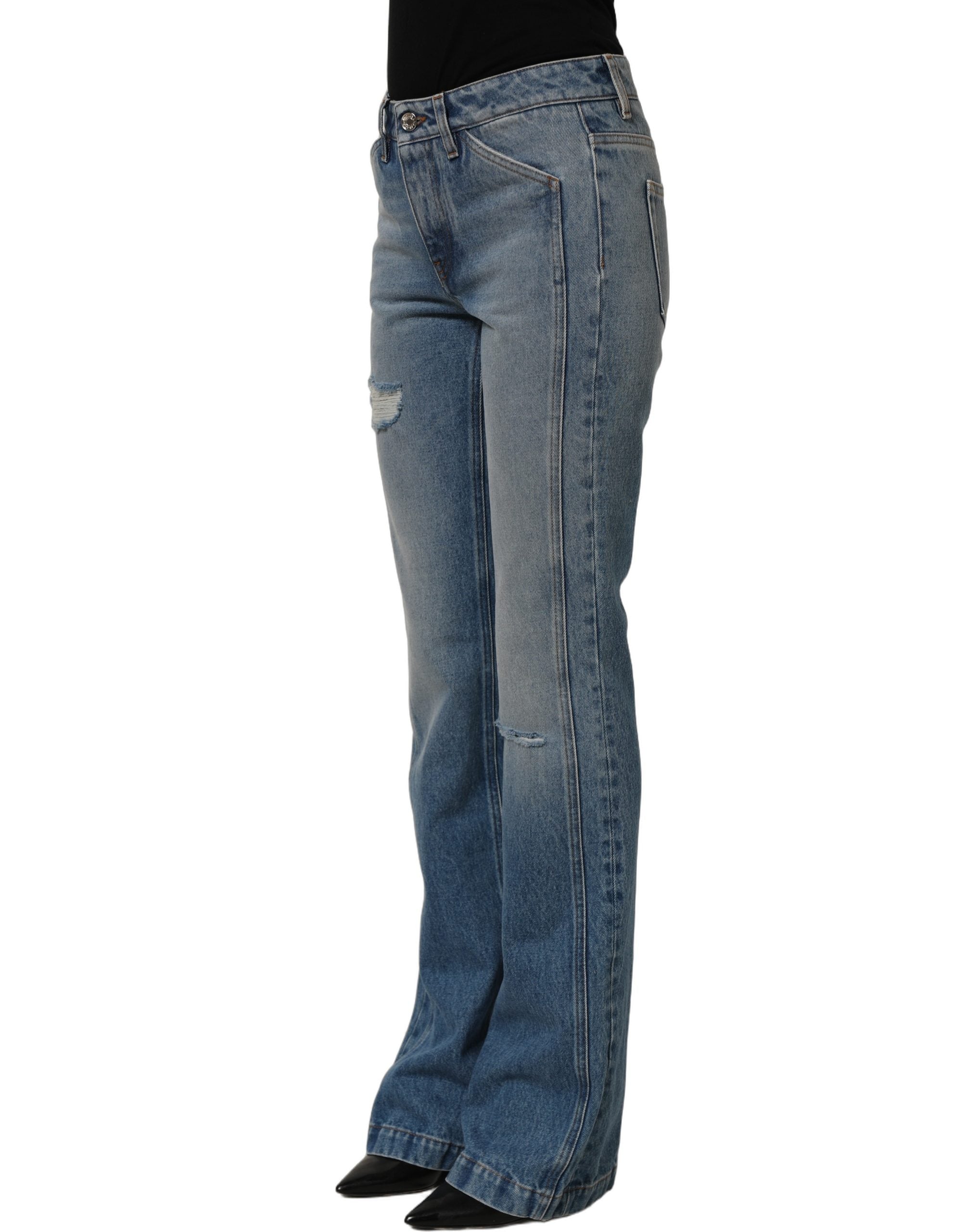 Dolce & Gabbana Blue Cotton Boot Cut Denim Trouser Jeans Dolce & Gabbana