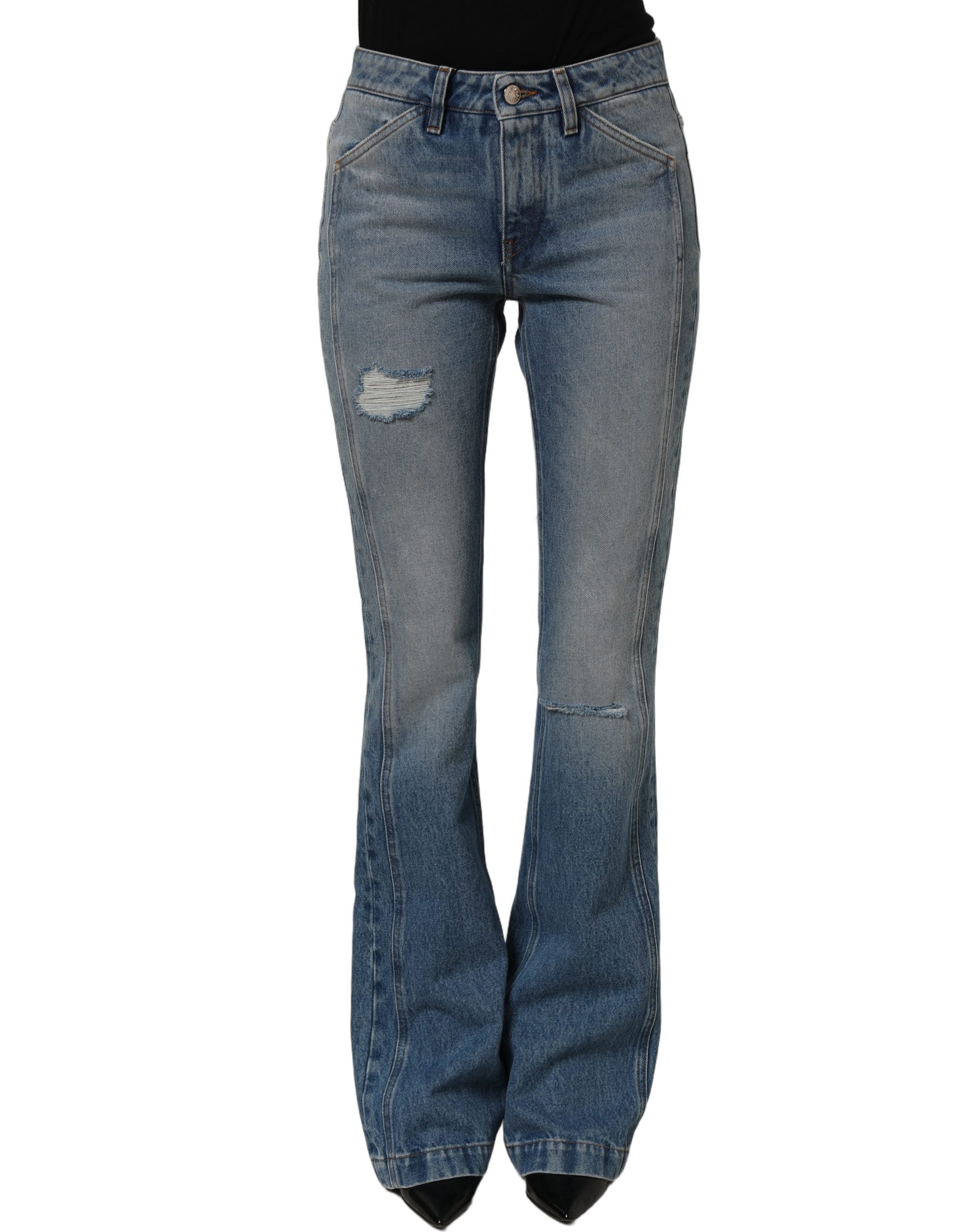 Dolce & Gabbana Blue Cotton Boot Cut Denim Trouser Jeans Dolce & Gabbana