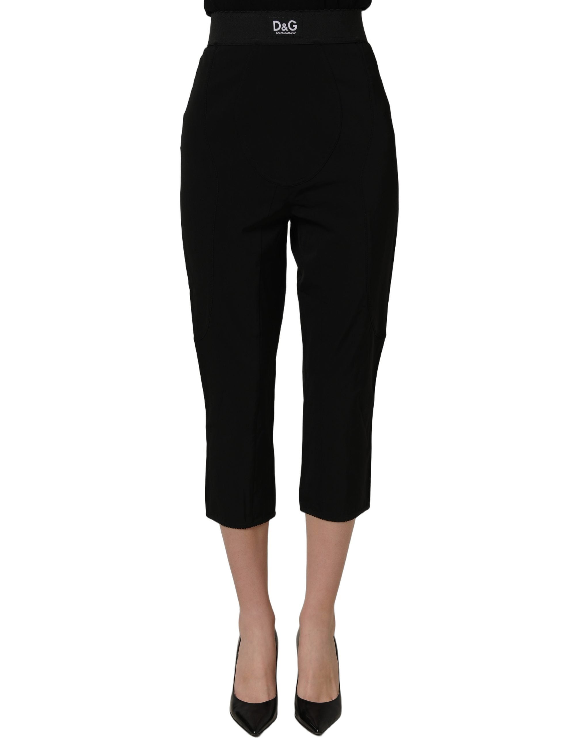 Dolce & Gabbana Black Viscose High Waist Capri Trouser Pants Dolce & Gabbana