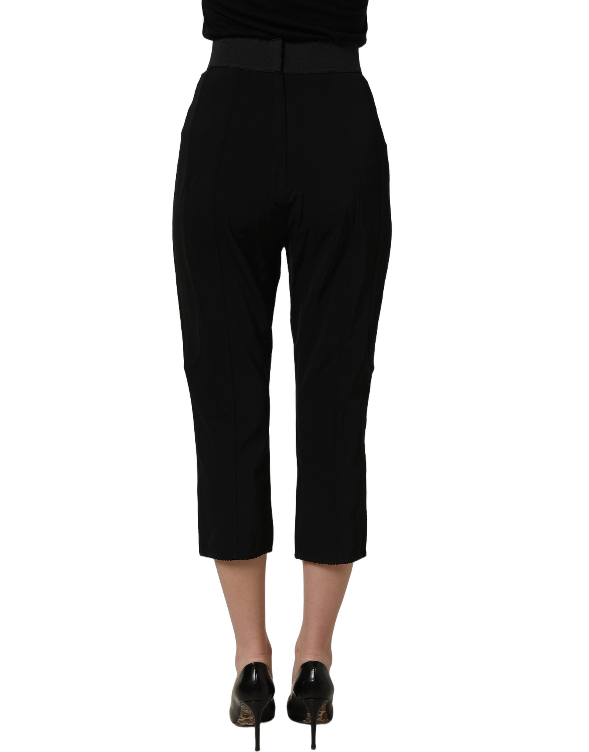 Dolce & Gabbana Black Viscose High Waist Capri Trouser Pants Dolce & Gabbana