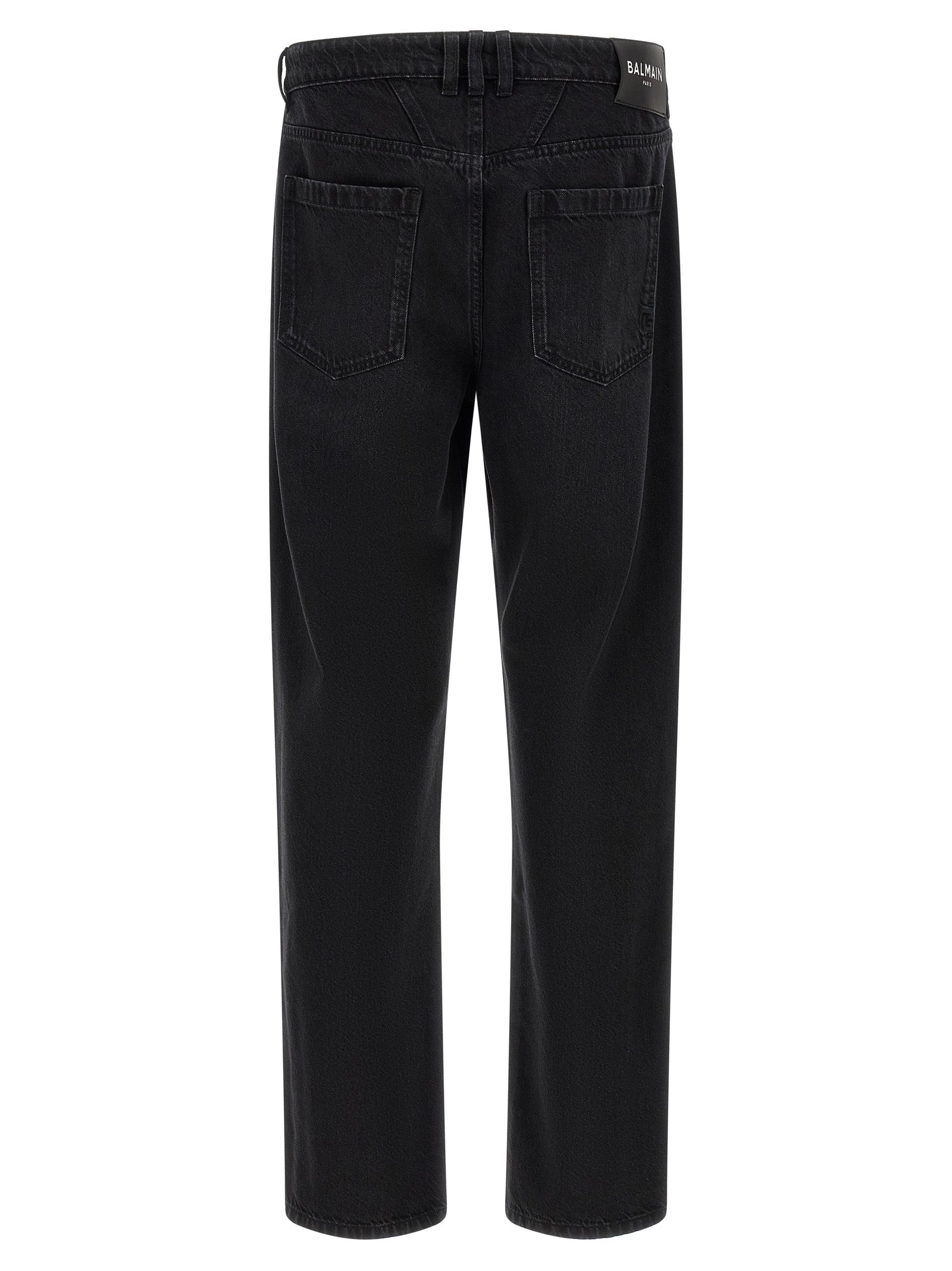 Balmain Black Cotton Straight-Leg Jeans Balmain