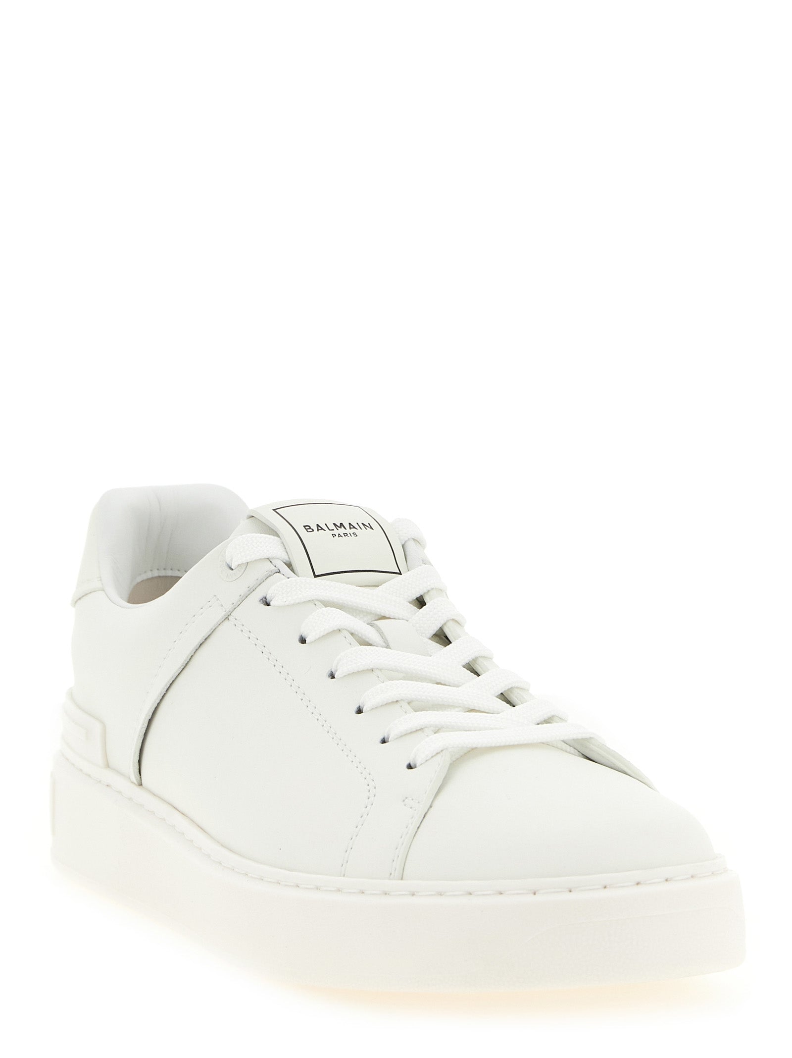 Balmain White Calfskin Low Top Sneakers Balmain