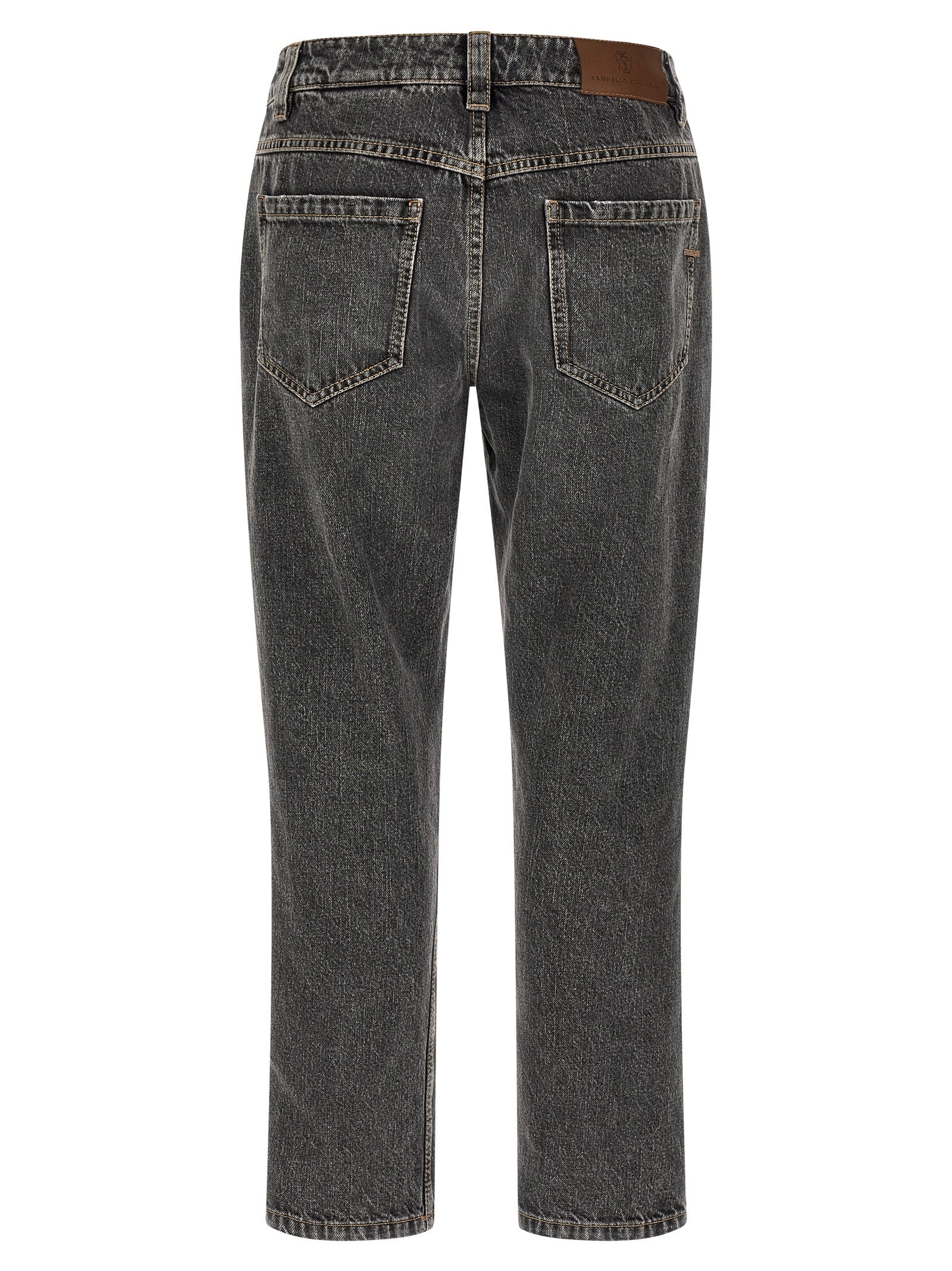 Brunello Cucinelli Gray Cotton Straight-Leg Jeans Brunello Cucinelli