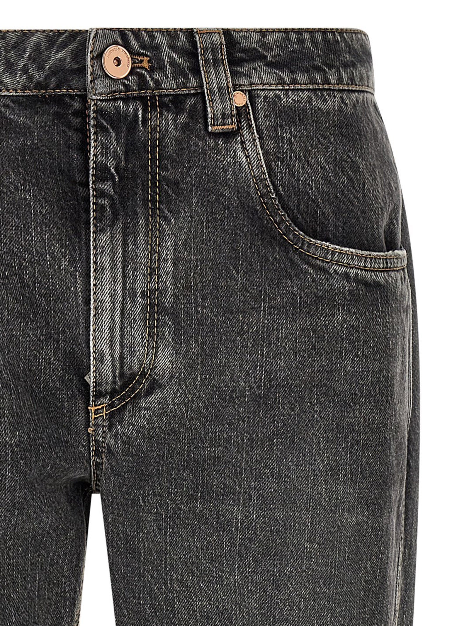 Brunello Cucinelli Gray Cotton Straight-Leg Jeans Brunello Cucinelli