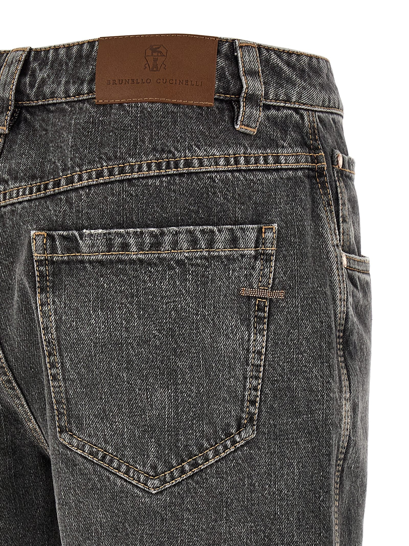 Brunello Cucinelli Gray Cotton Straight-Leg Jeans Brunello Cucinelli