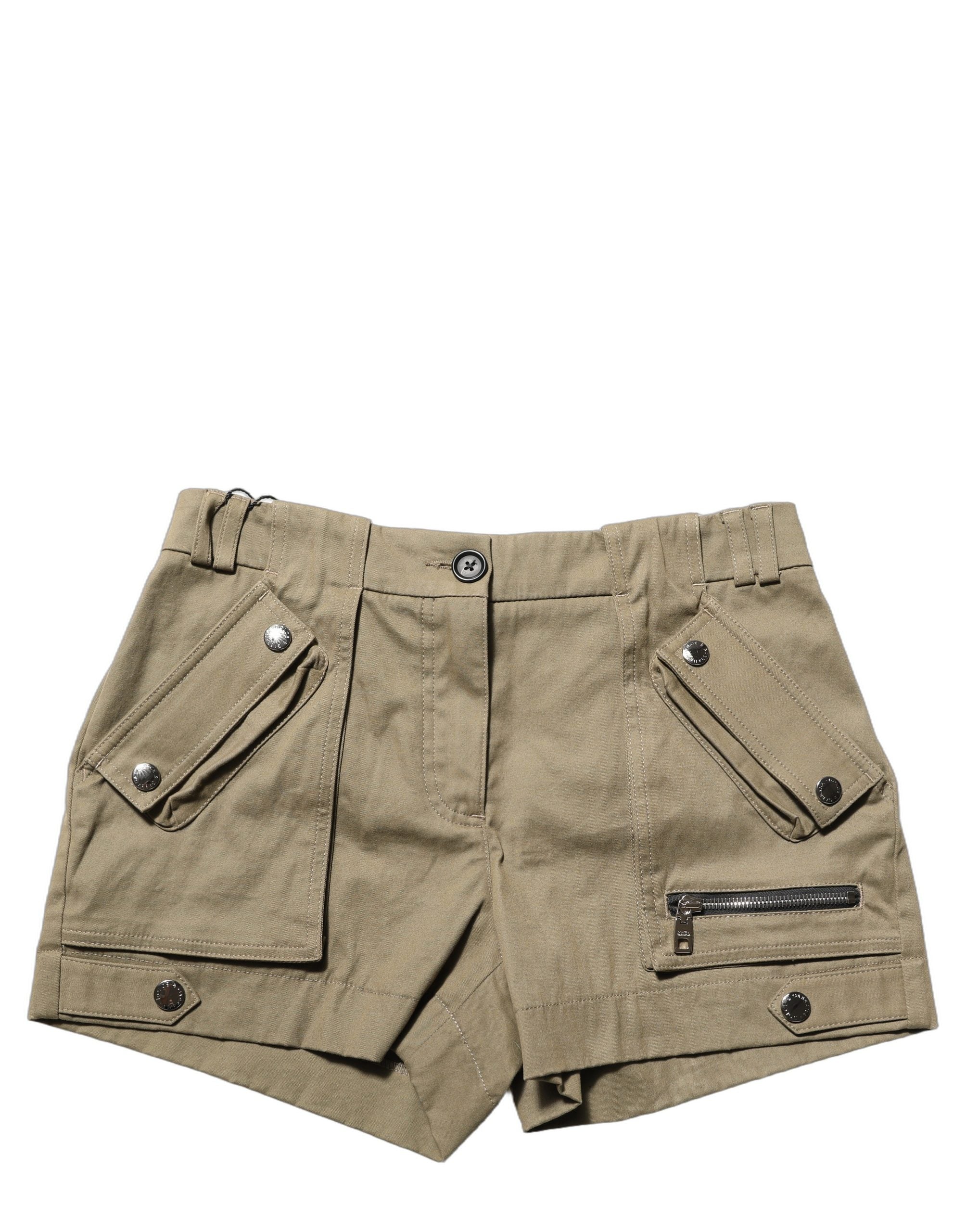 Dolce & Gabbana Green Cotton Mid Rise Cargo Hot Pants Shorts Dolce & Gabbana