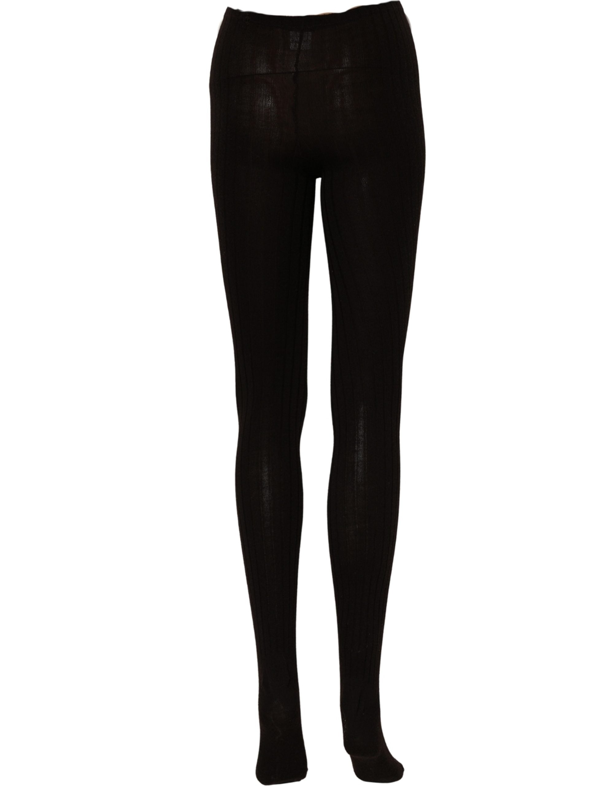 Dolce & Gabbana Black Wool Tights Stocking Pantyhose One Size Socks Dolce & Gabbana